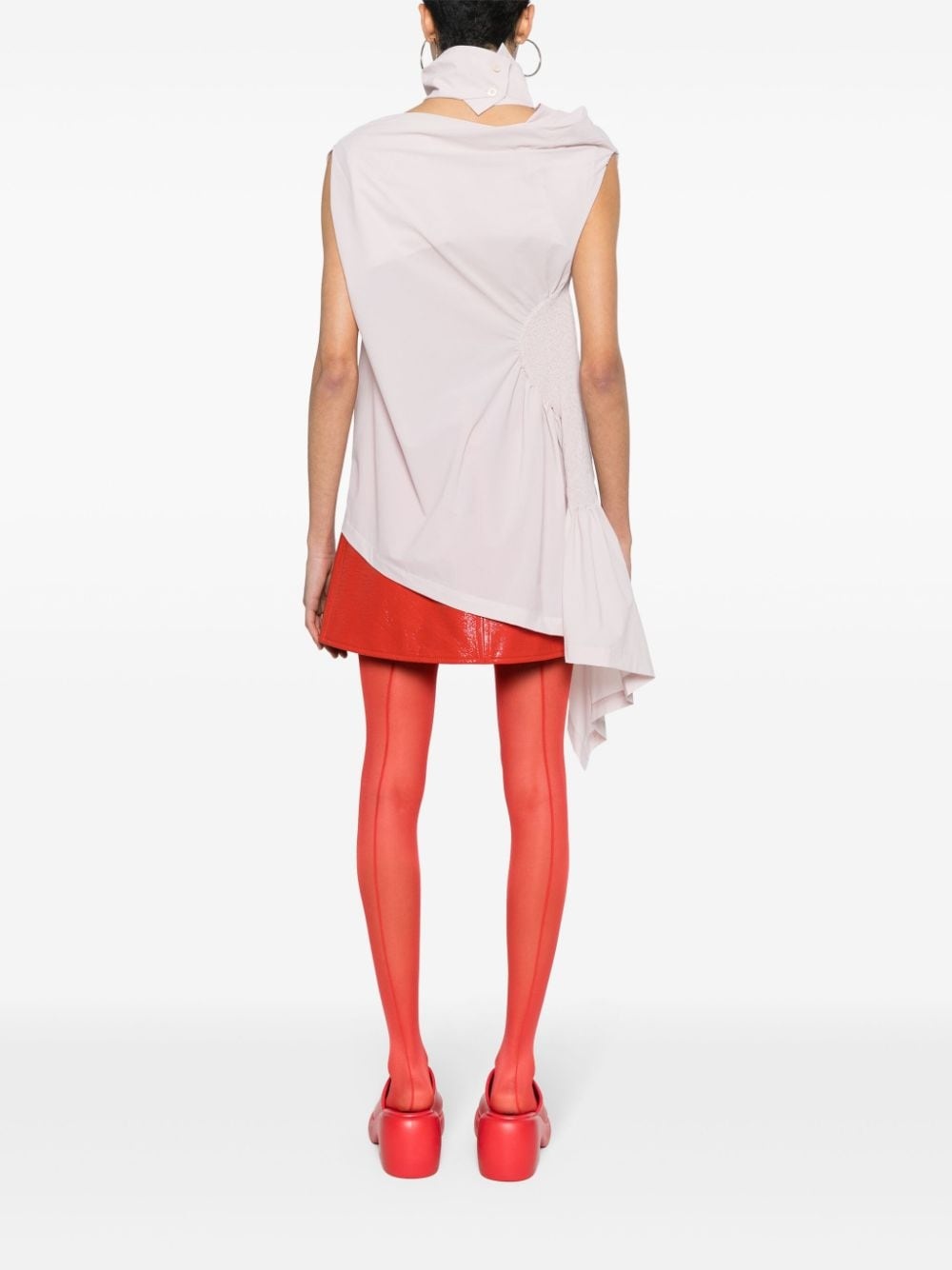 crepe draped sleeveless blouse - 4