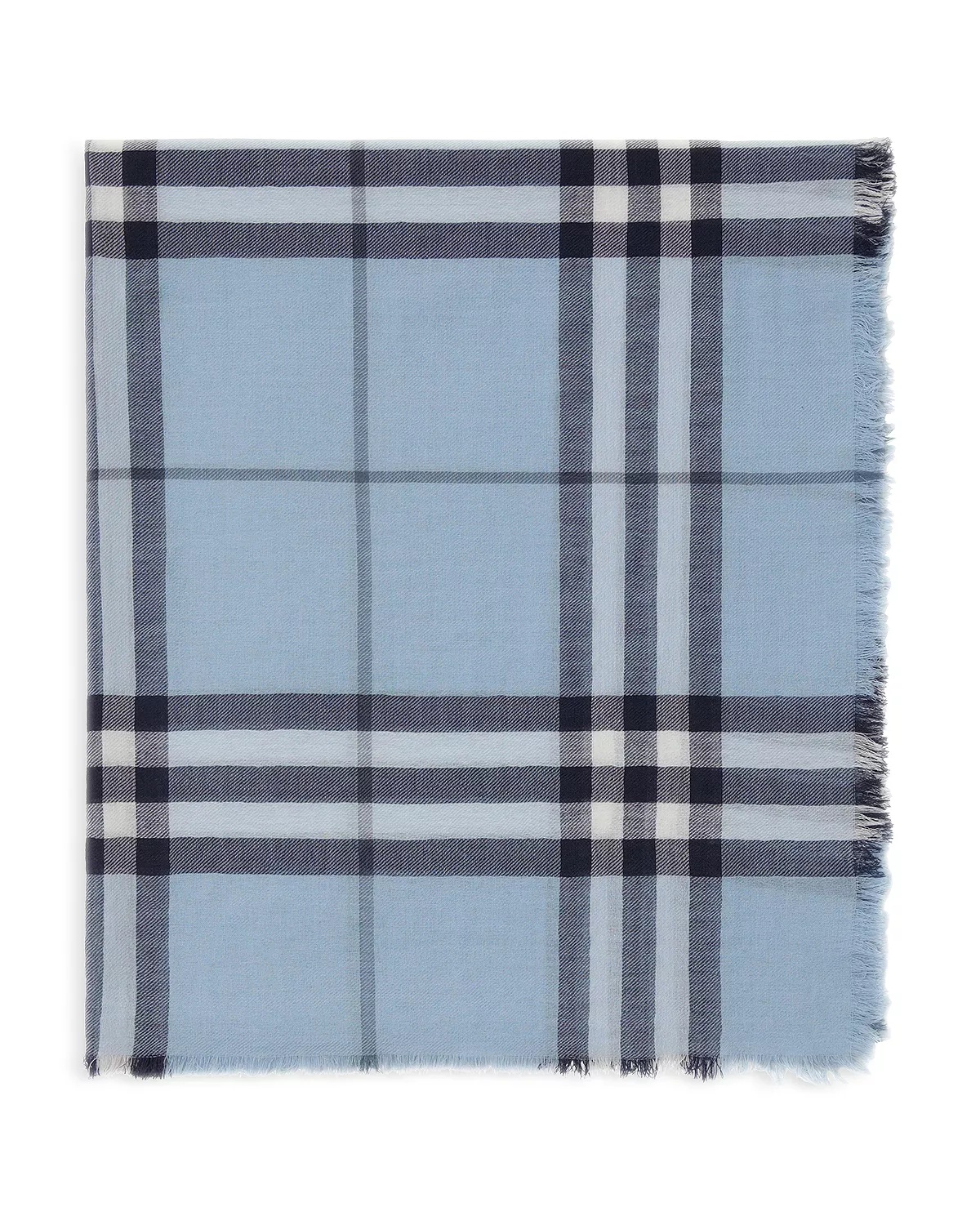 Wide Check Lightweight Wool Scarf - 2