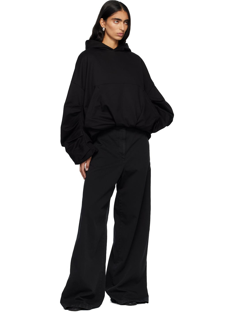 Dries Van Noten Black Draped Hoodie outlook