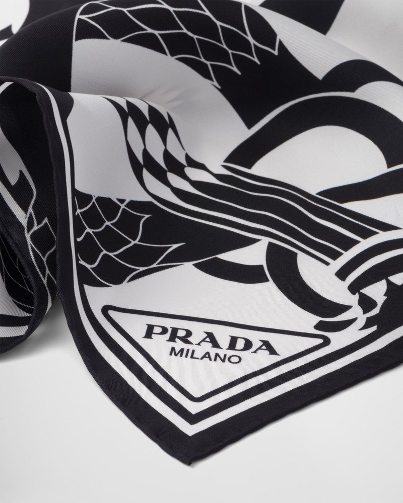 Prada Printed silk twill scarf outlook