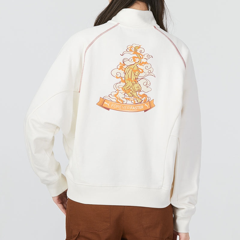 (WMNS) PUMA Das Cc Graphic Half-Zip Crew 'White' 539911-93 - 4