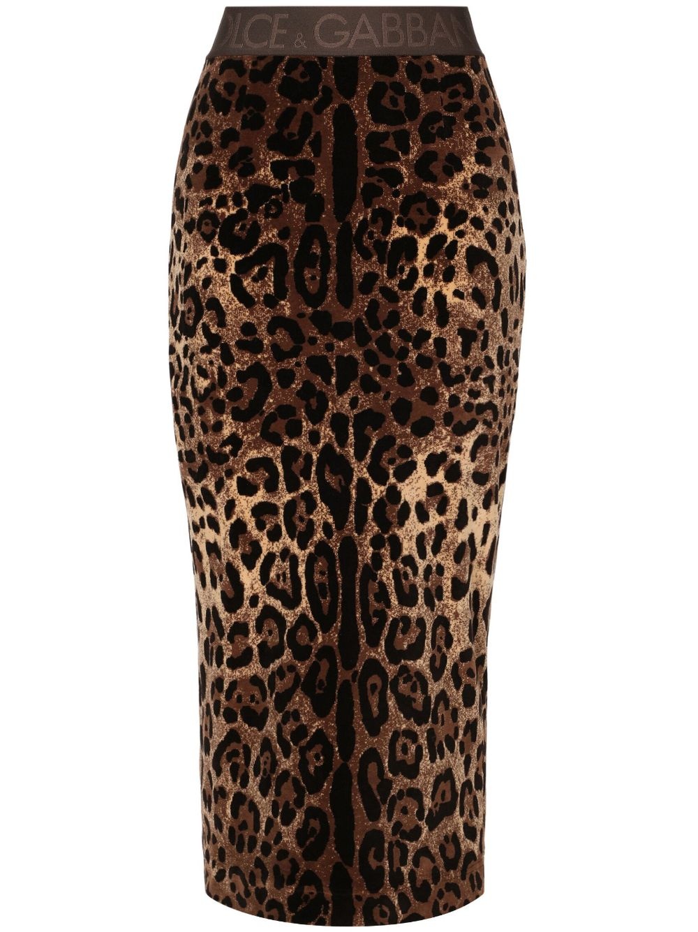 chenille leopard-print midi skirt - 1