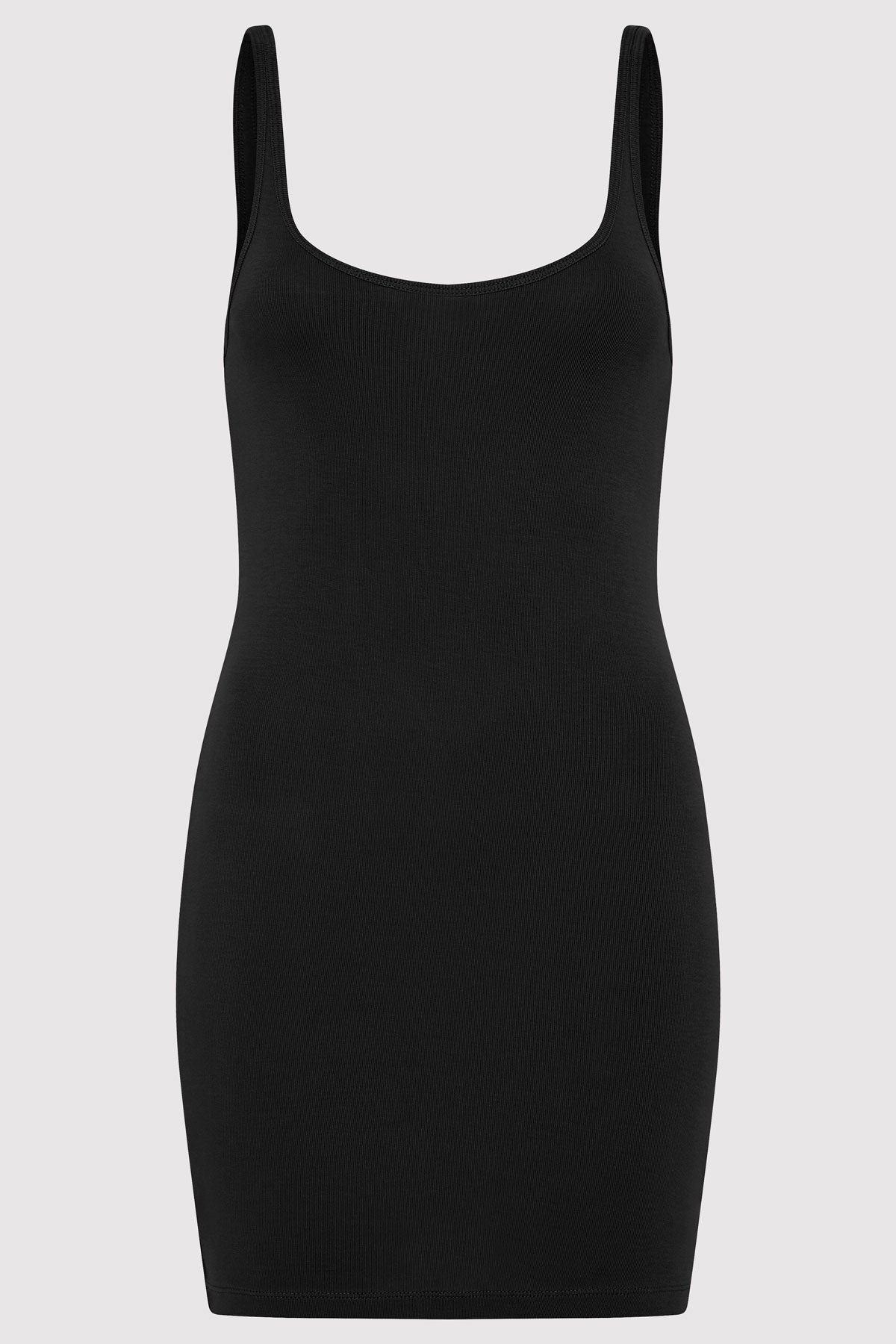Organic Cotton Slip Dress - Black - 1