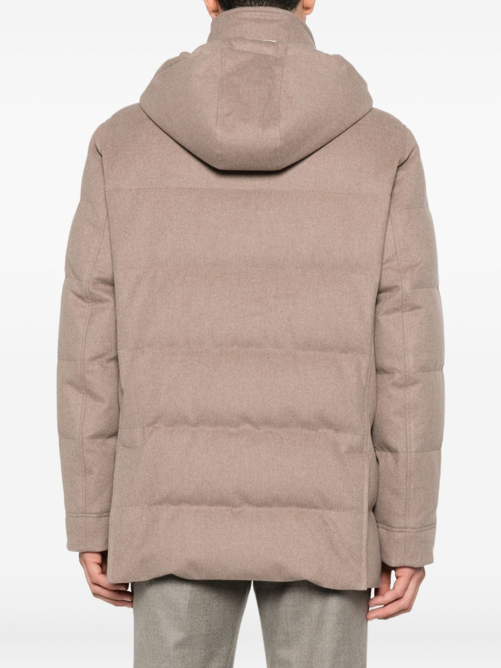 wool hooded quilted jacket - 4
