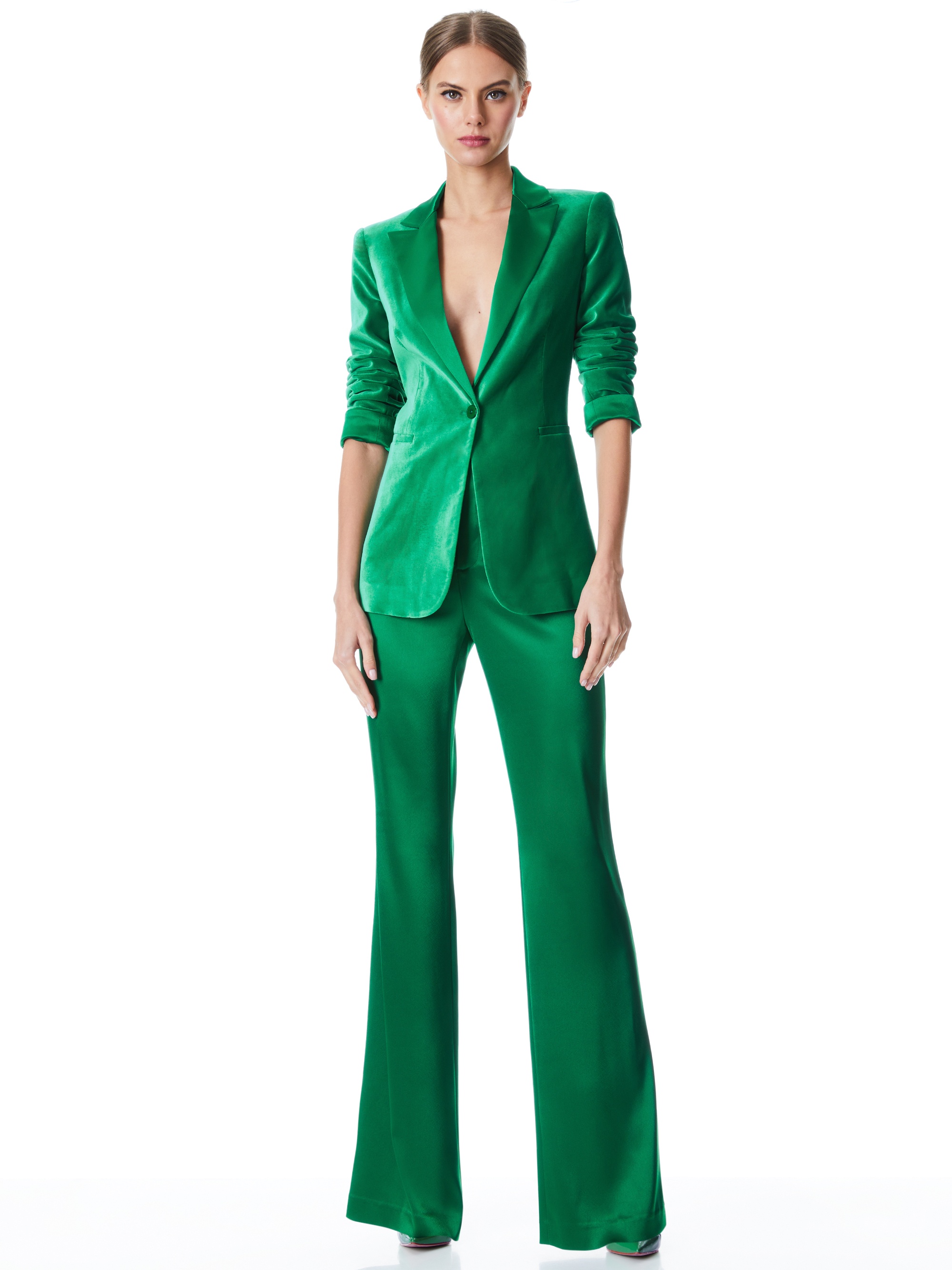 BREANN VELVET ROLLED CUFF BLAZER - 4