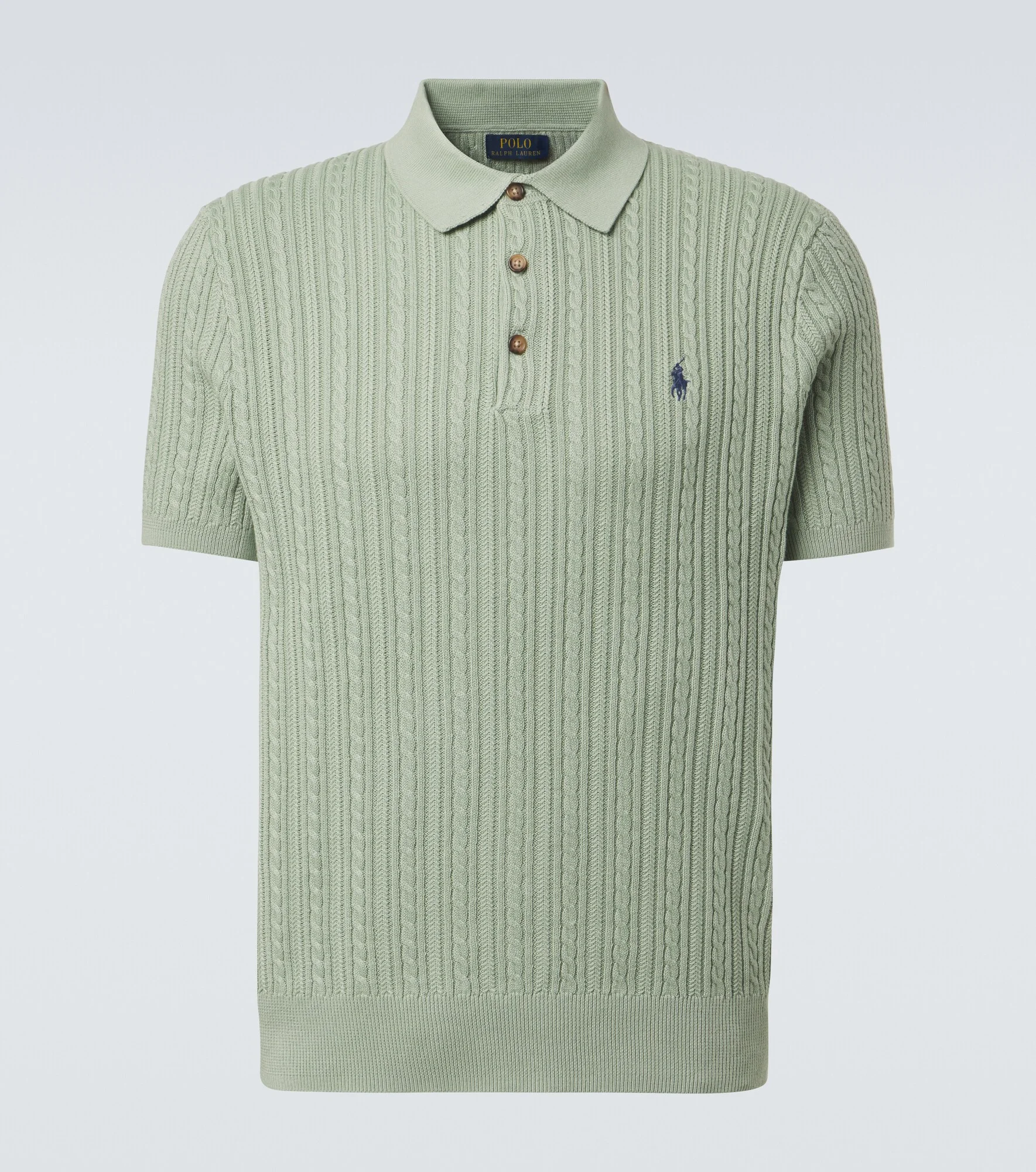 Cable-knit cotton polo shirt - 1
