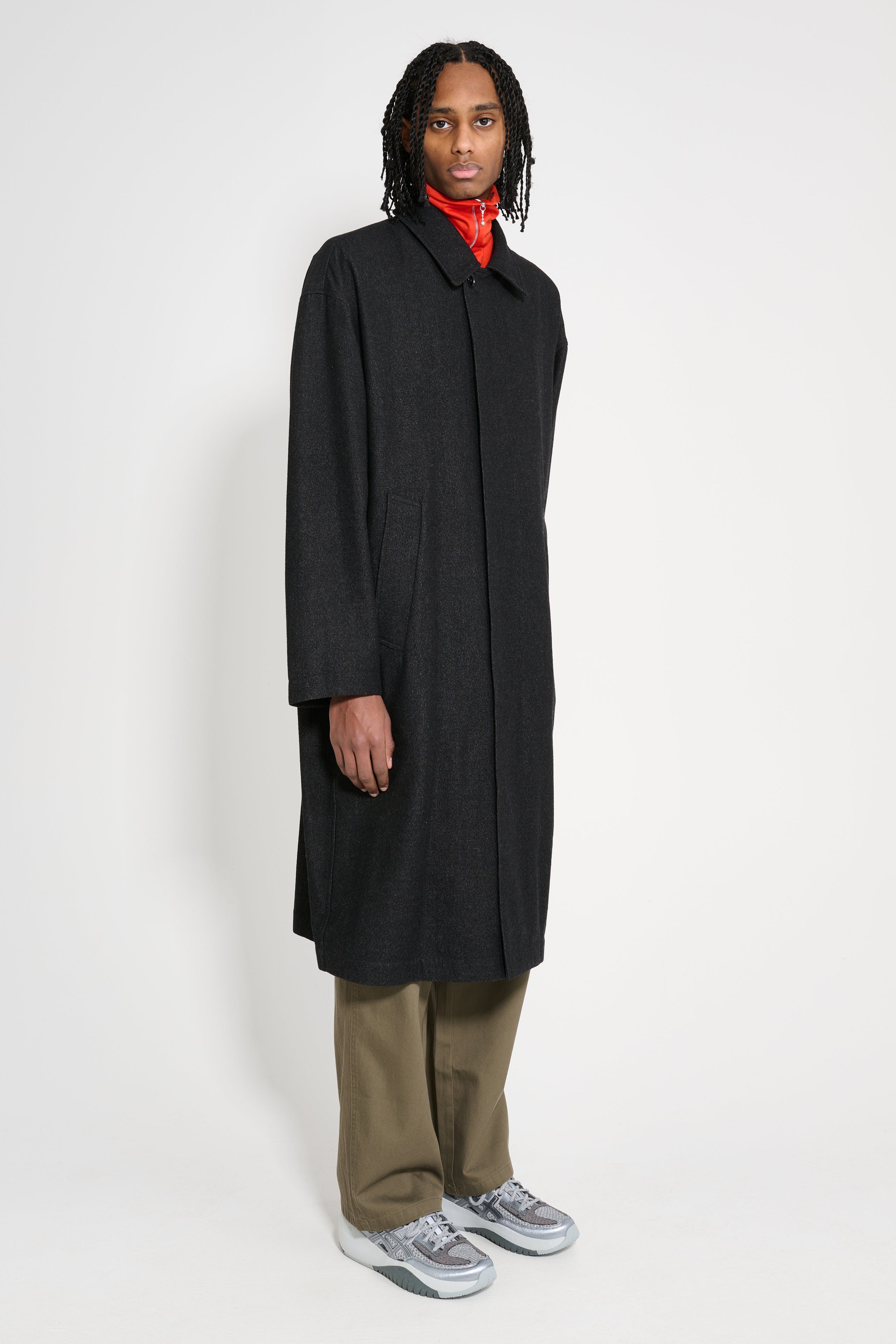 LEMAIRE BOXY OVERCOAT BLACK / GREY MELANGE - 3