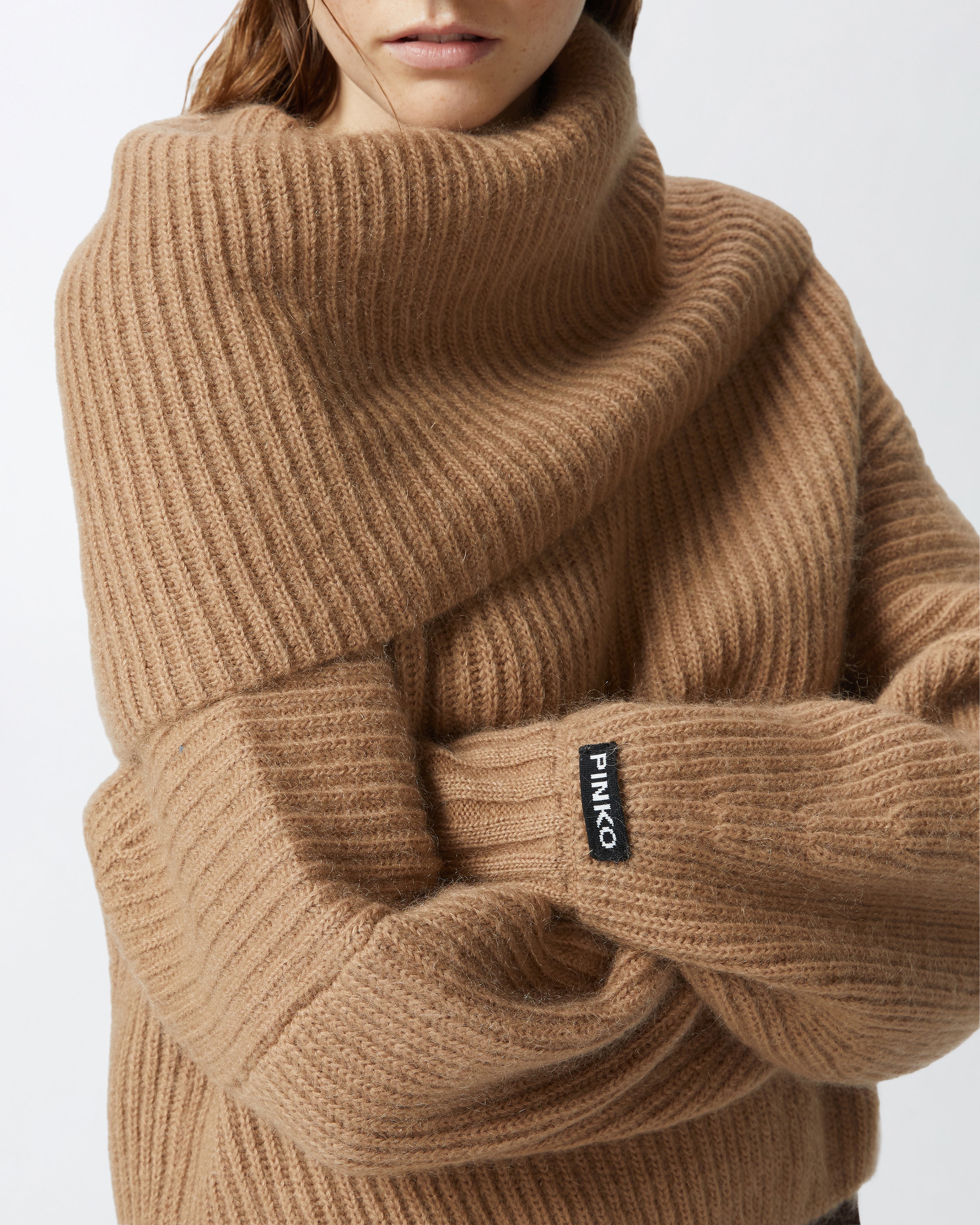 RIBBED PULLOVER WITH LARGE FOLD-OVER NECK - 5