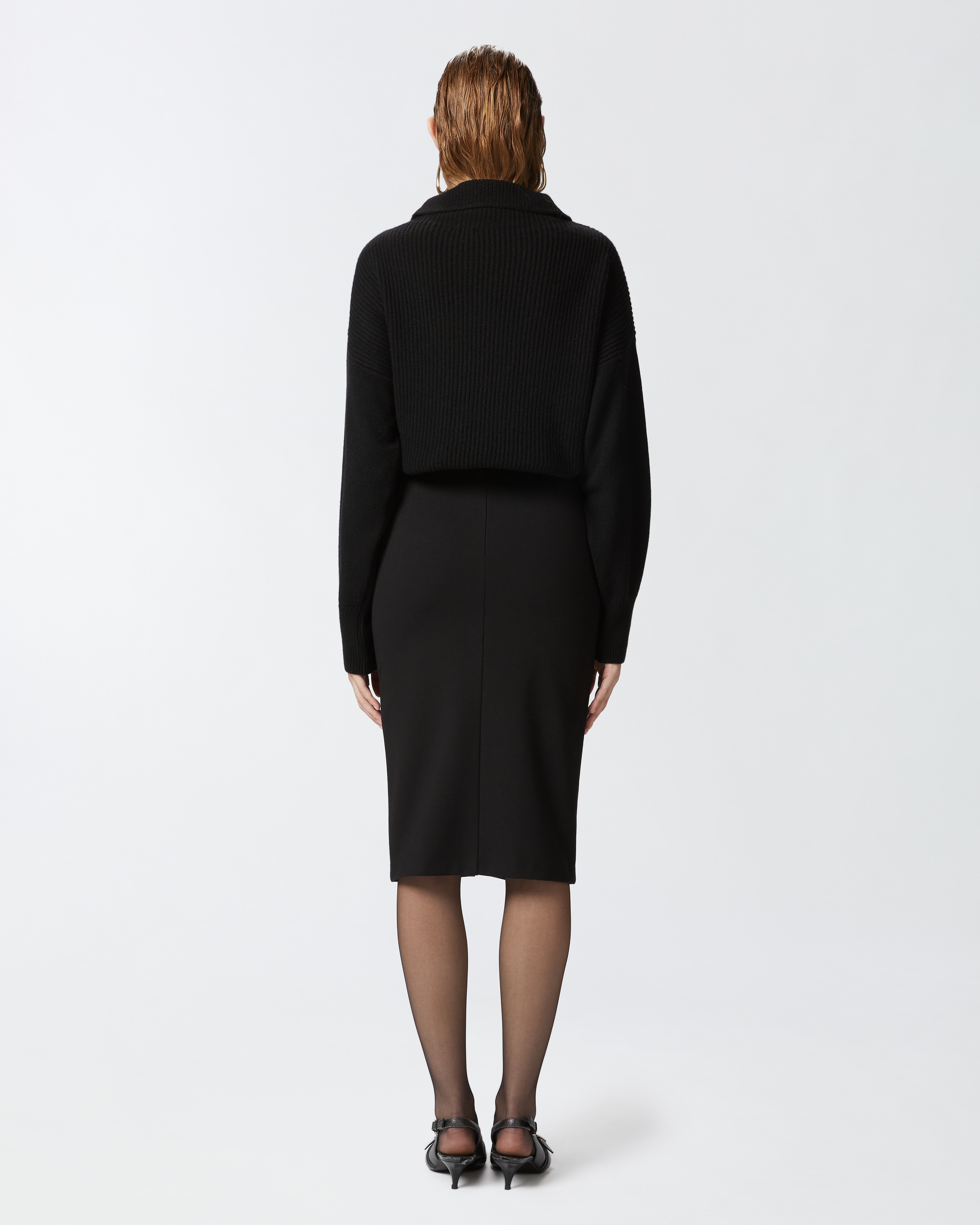LONGUETTE SKIRT WITH SLIT AND ZIP - 4