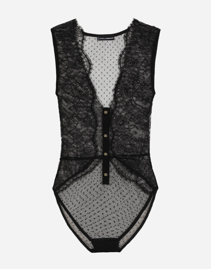 Lace bodysuit with plunging neckline - 1