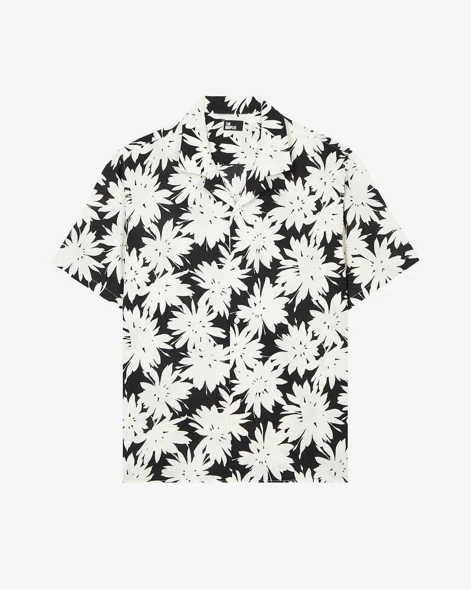 BLACK FLORAL PRINT SHORT-SLEEVE SHIRT - 1