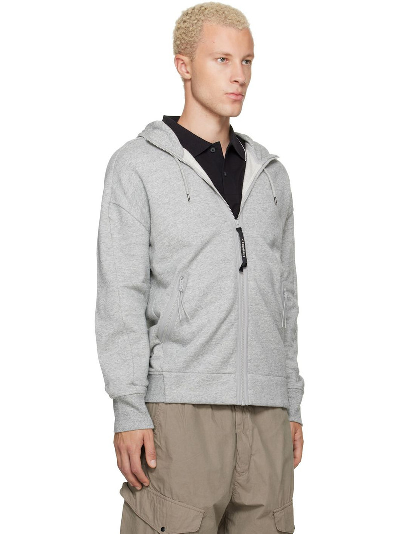 Gray Diagonal Raised Fleece Goggle Hoodie 2