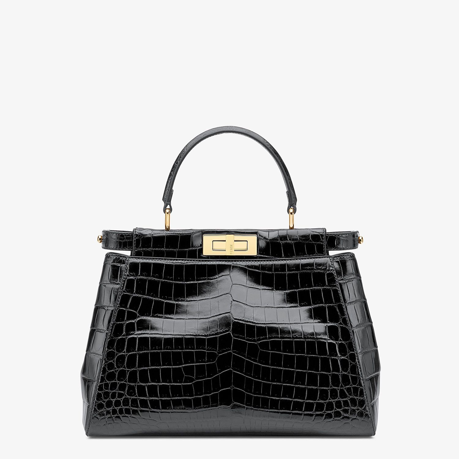 Black crocodile leather handbag. - 1