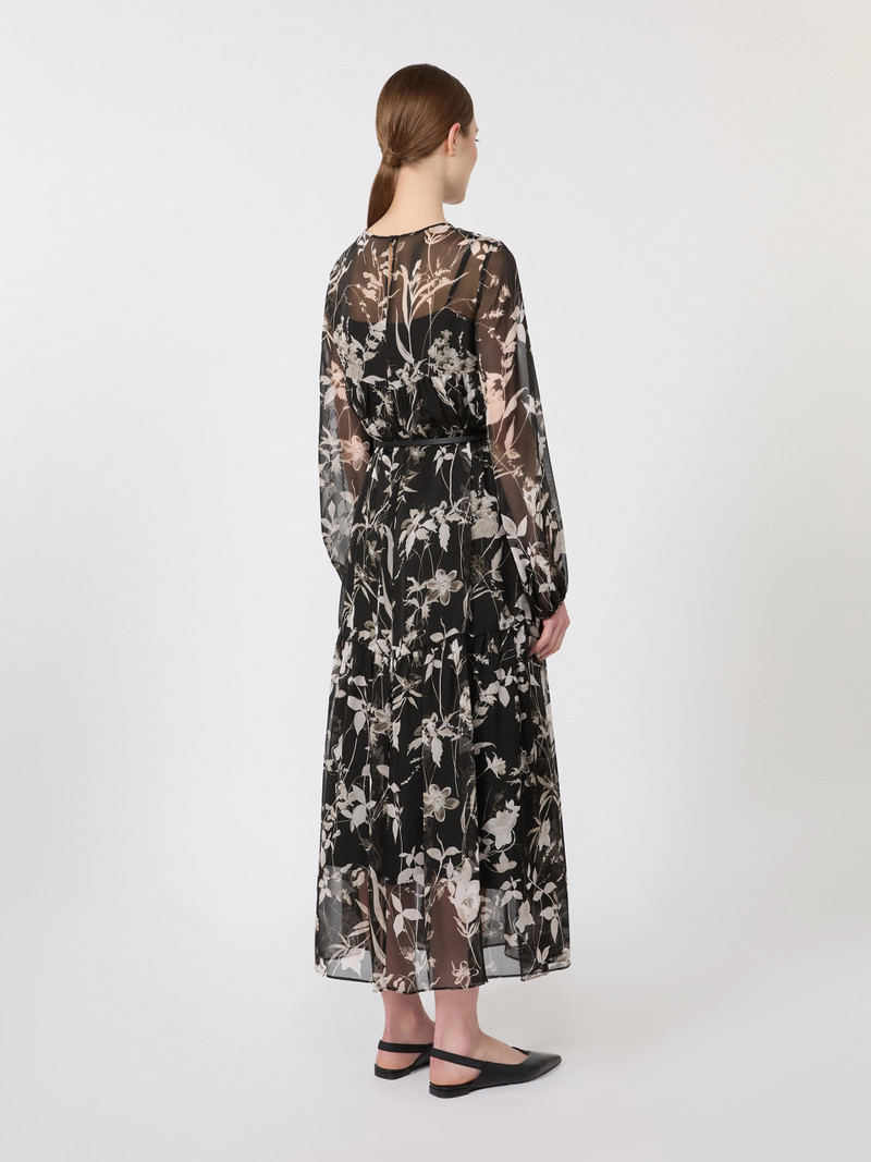 CAMPO Dress in printed chiffon - BLACK 4