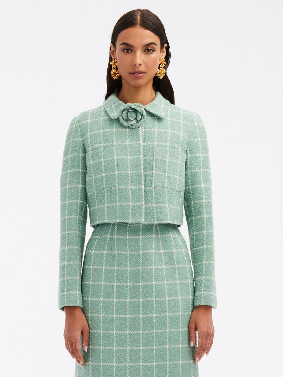 BOUCLE WINDOWPANE TWEED JACKET - 1