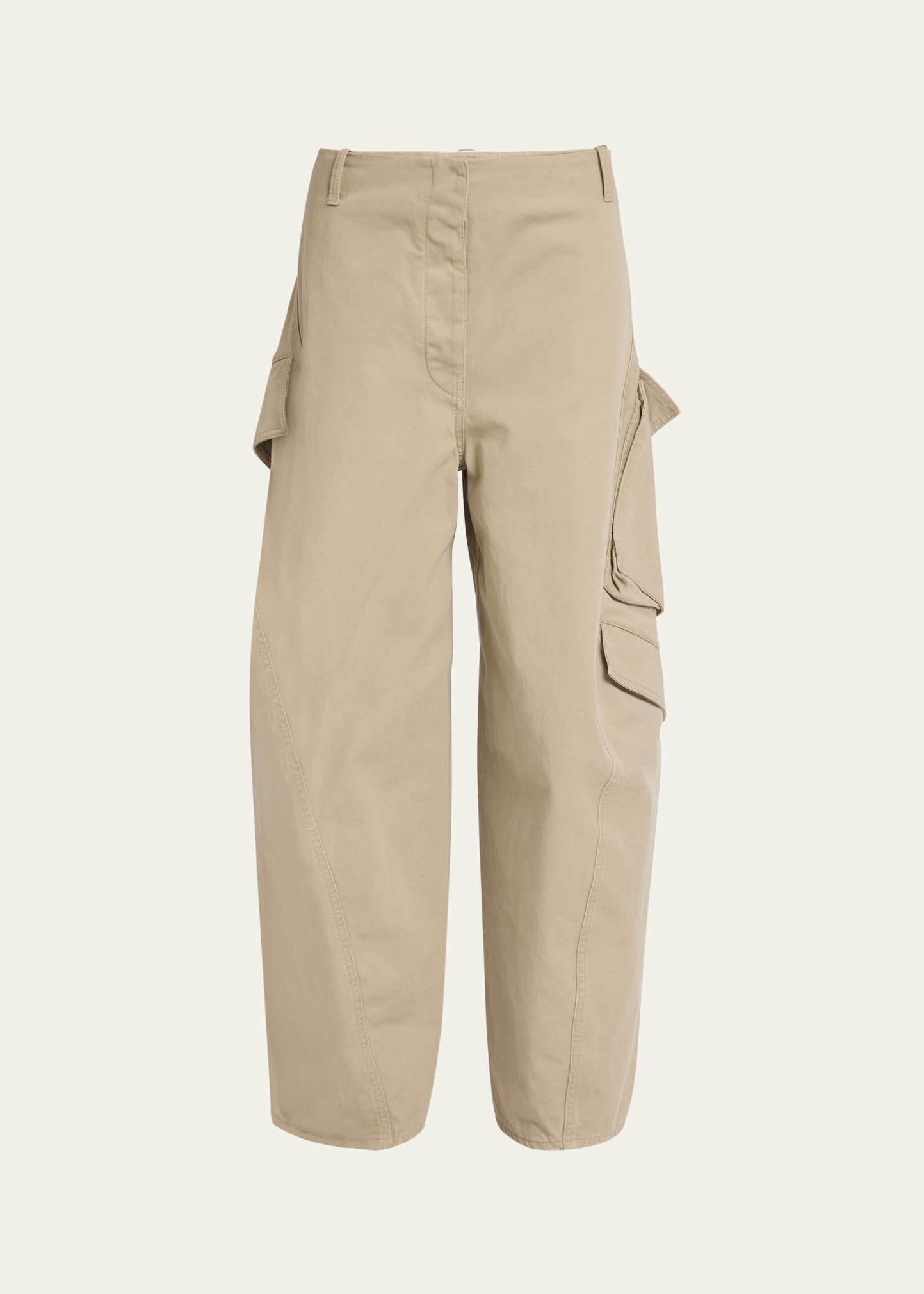 Mid-Rise Washed Chino Barrel-Leg Cargo Trousers - 1
