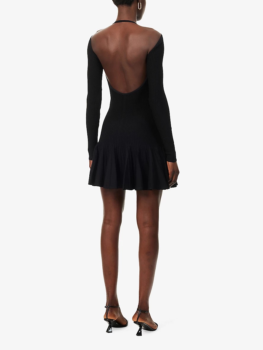 Mamie round-neck woven-blend mini dress - 4