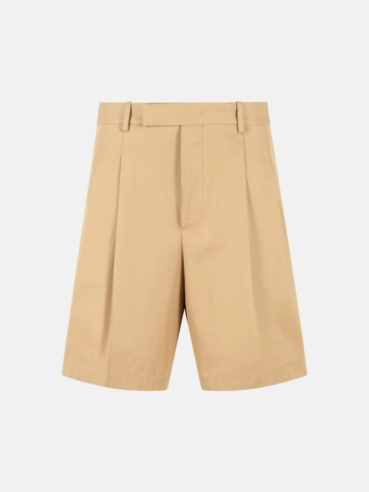 BEIGE COTTON BERMUDA SHORTS - 1
