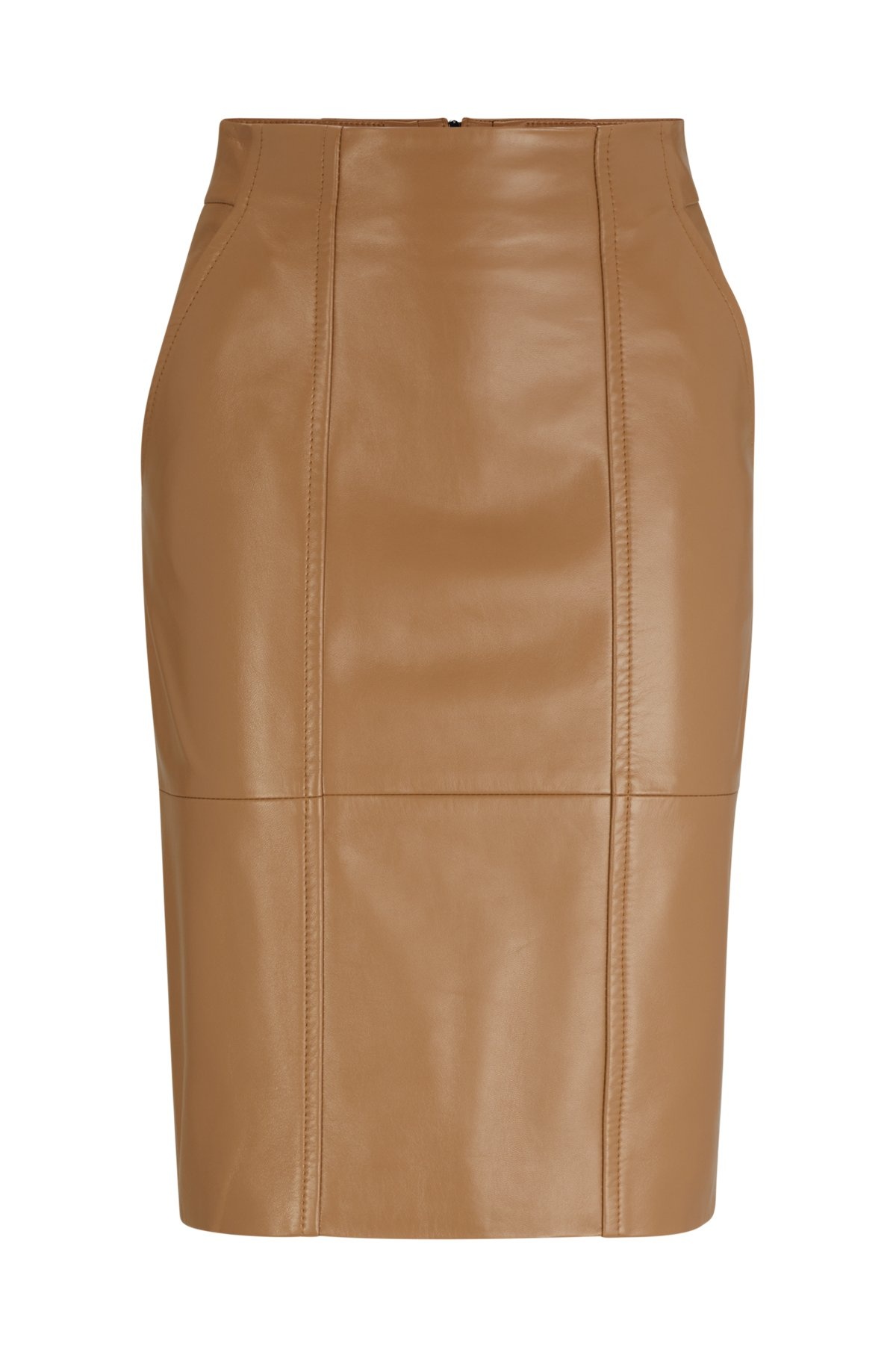 SEAM-DETAIL PENCIL SKIRT IN LAMB LEATHER - 1