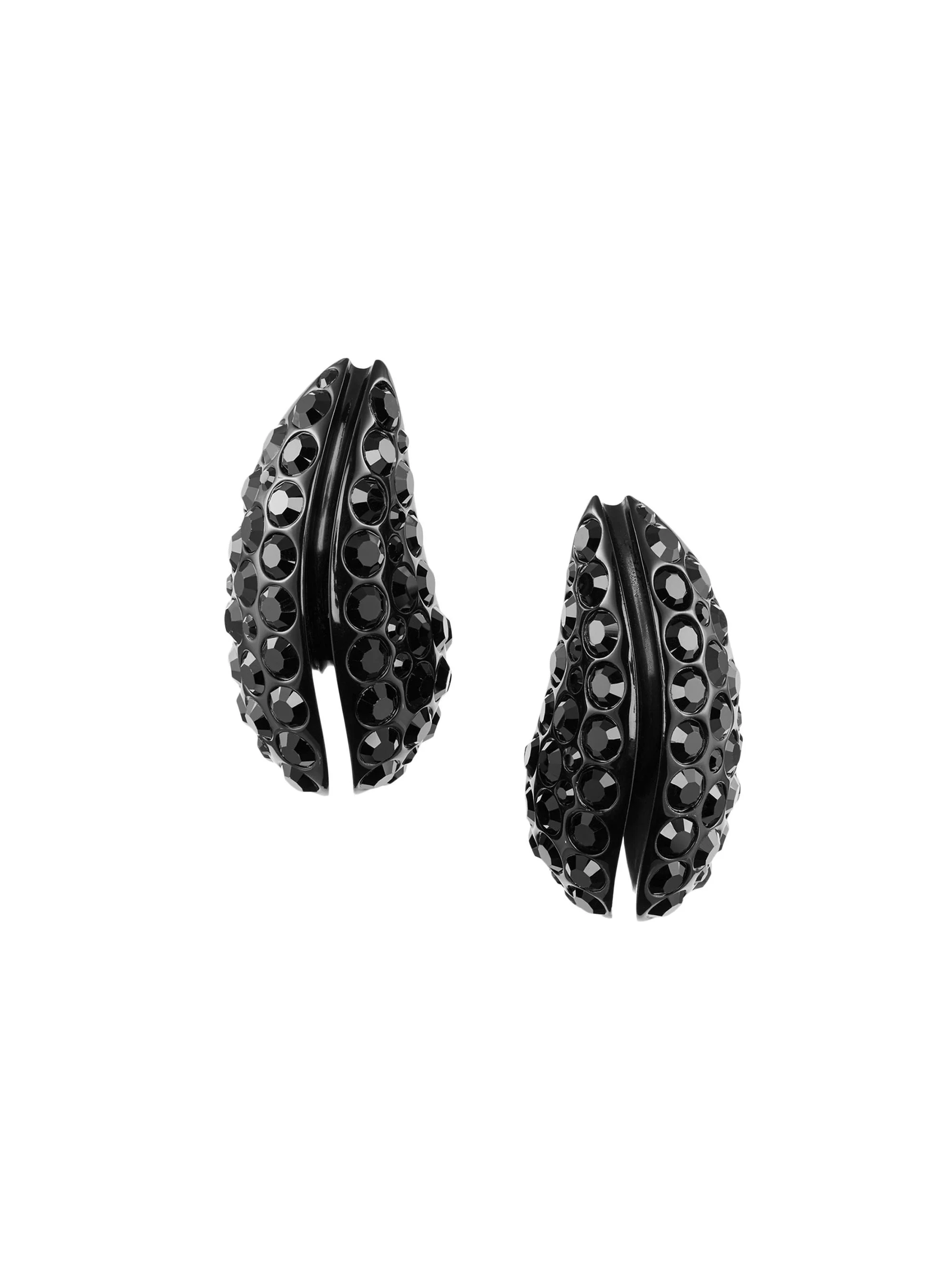 Women's Wave Black Cubic Zirconia Drop Earrings - Black - 1