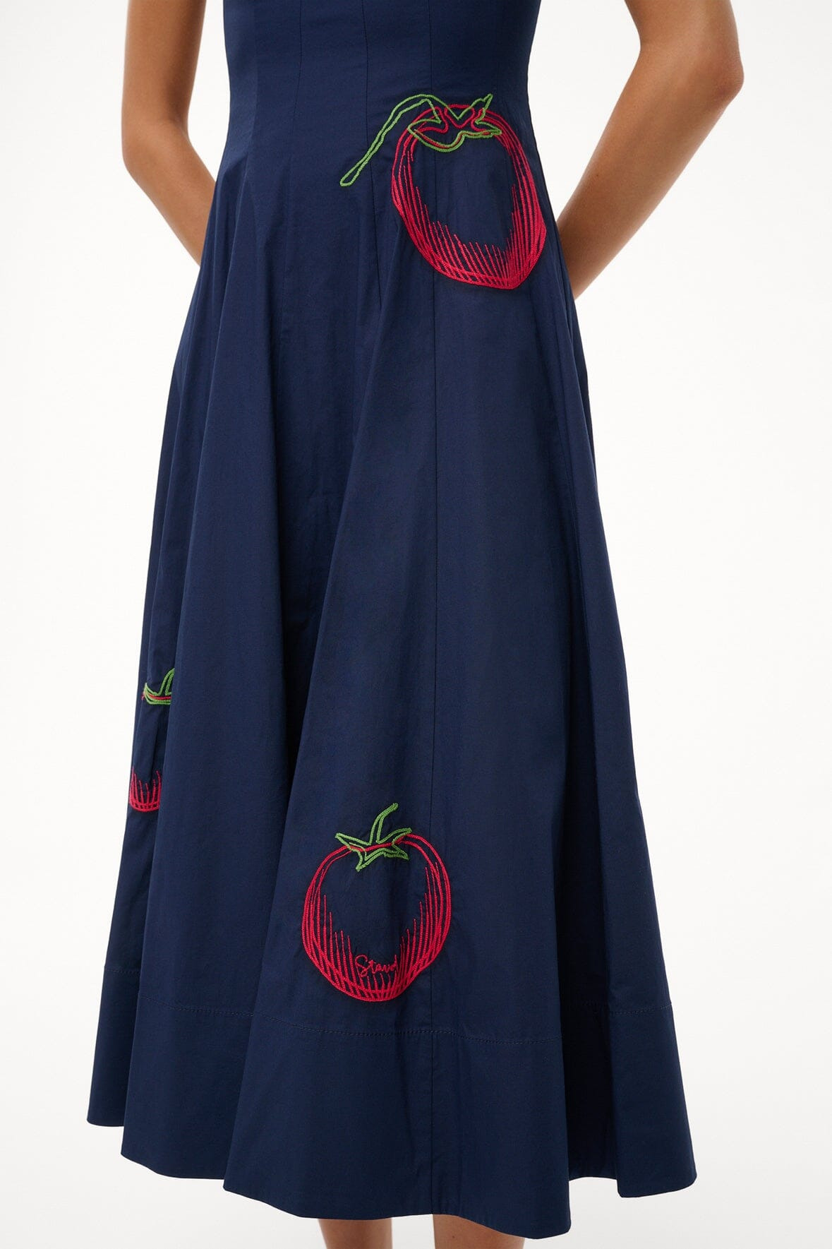 STAUD WELLS DRESS NAVY ROMA - 6