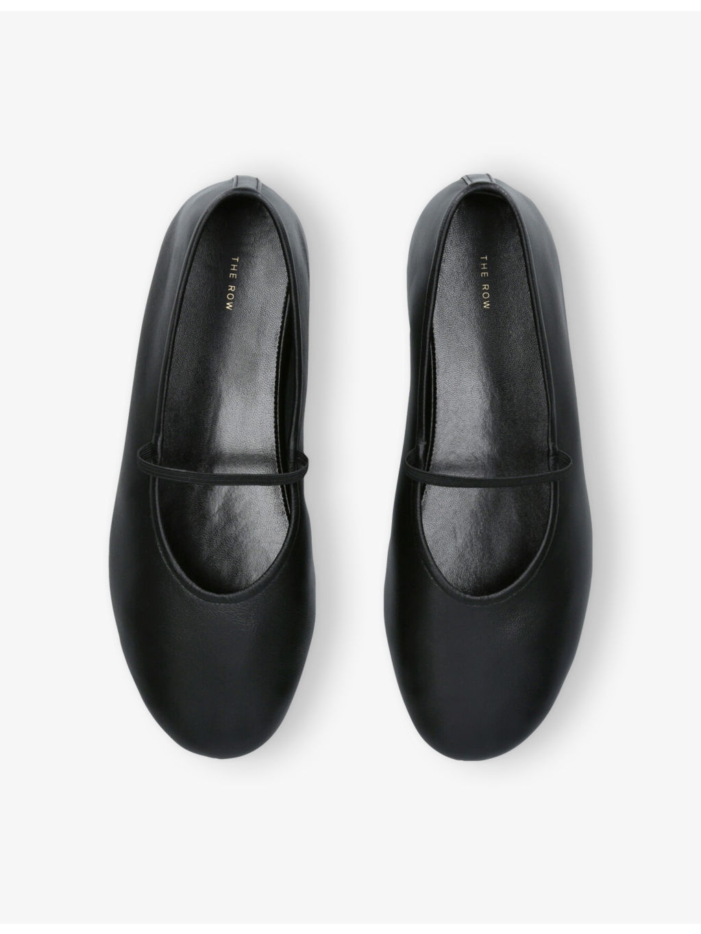Elasticated Round-Toe Leather Ballet Flats - 2