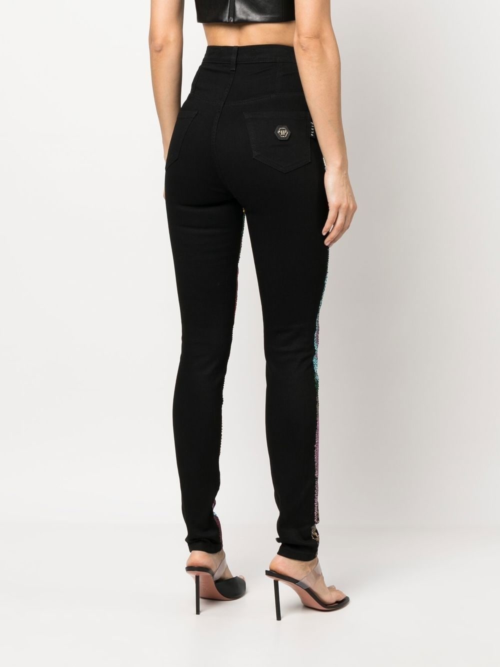 Rainbow patchwork denim jeggings - 4