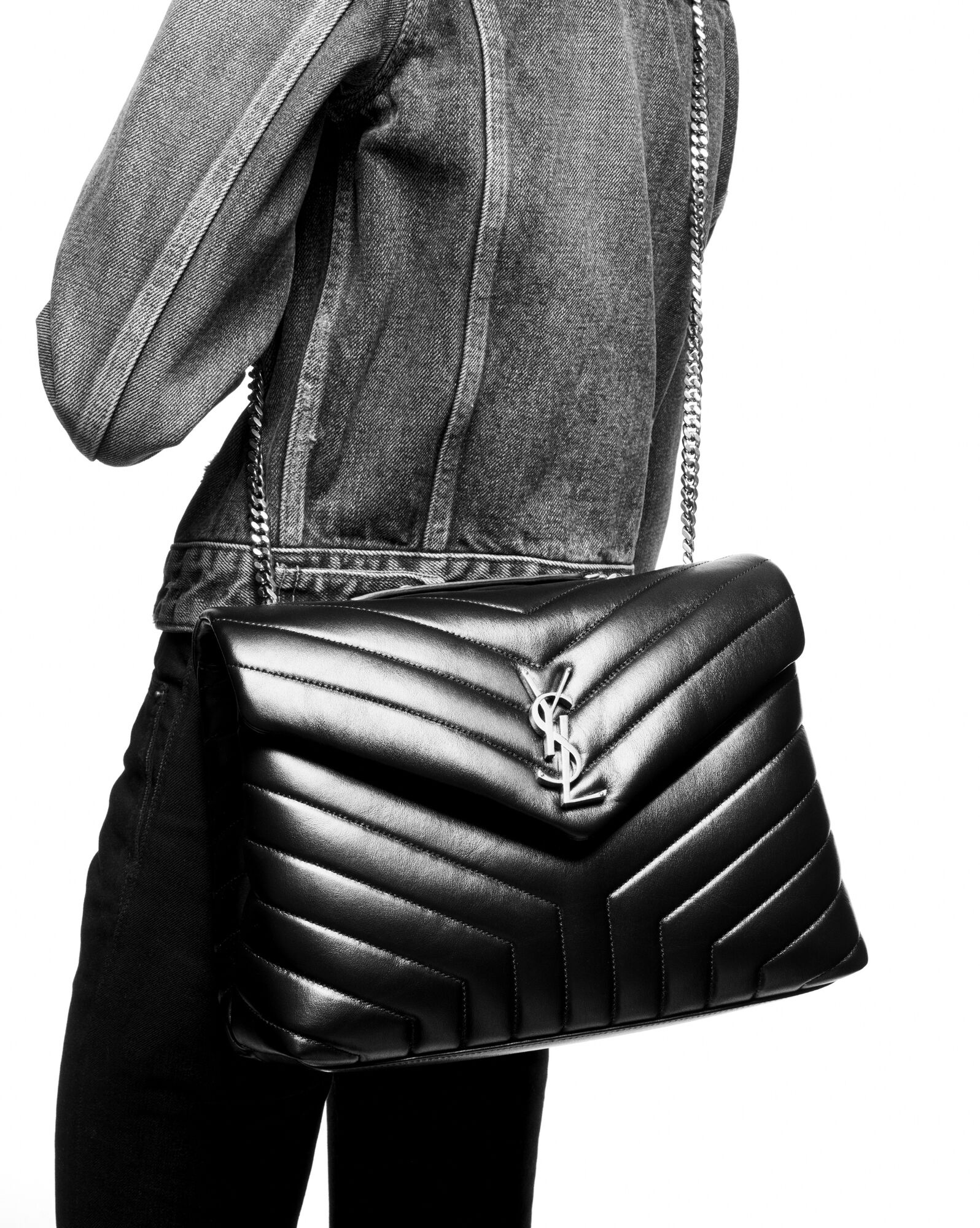loulou medium chain bag in quilted "y" leather - 2