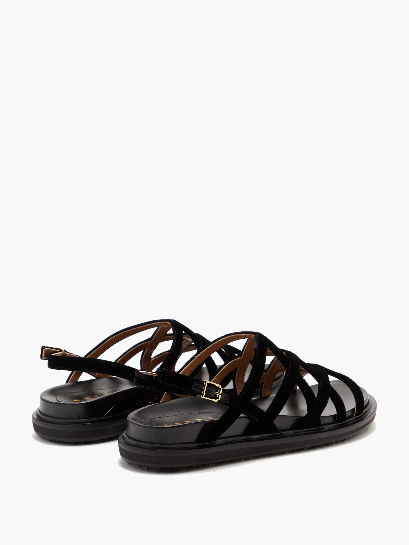 V-strap velvet slingback sandals - 4