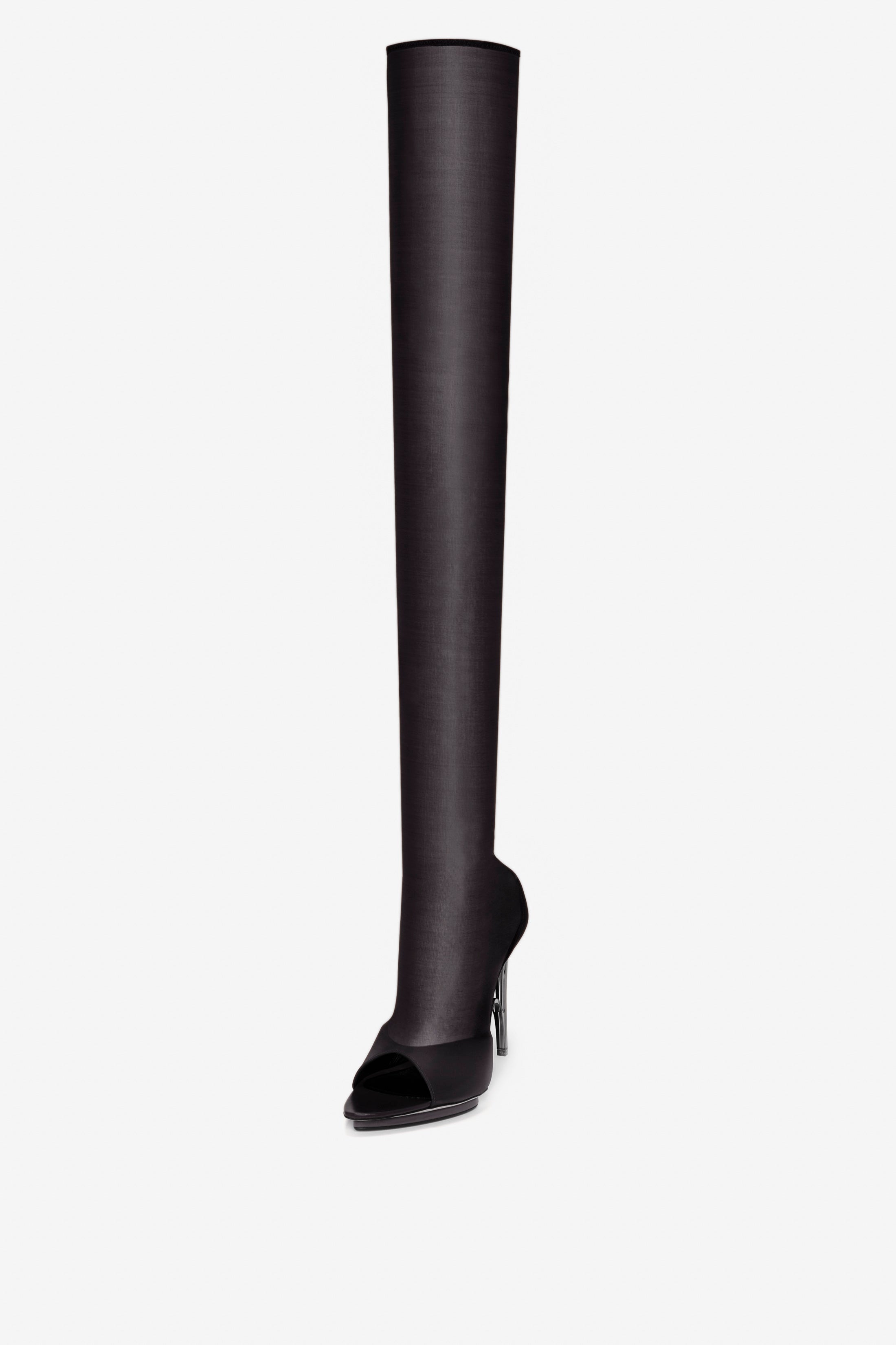 Pointy Toe Mesh Boot in Black - 2