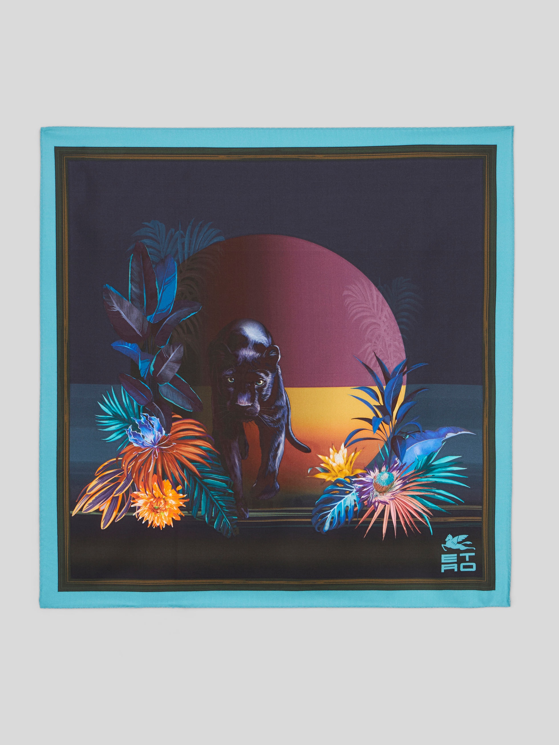 PANTHER PRINT SILK POCKET SQUARE - 1
