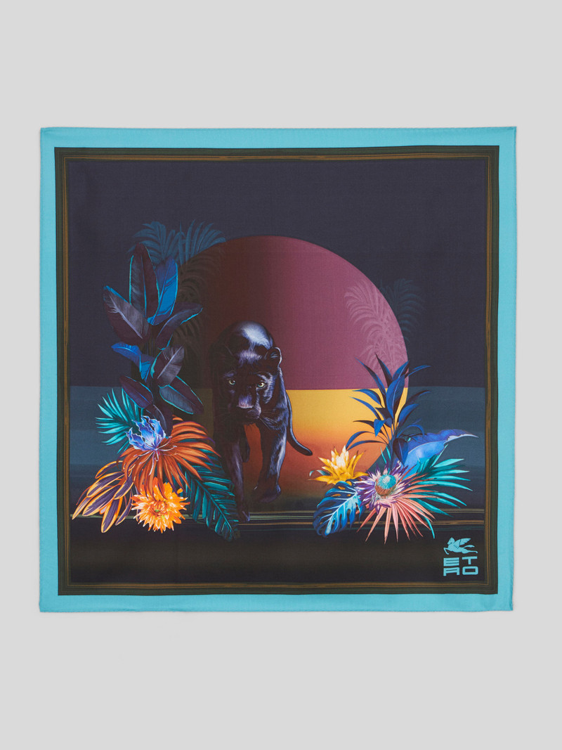 PANTHER PRINT SILK POCKET SQUARE 1