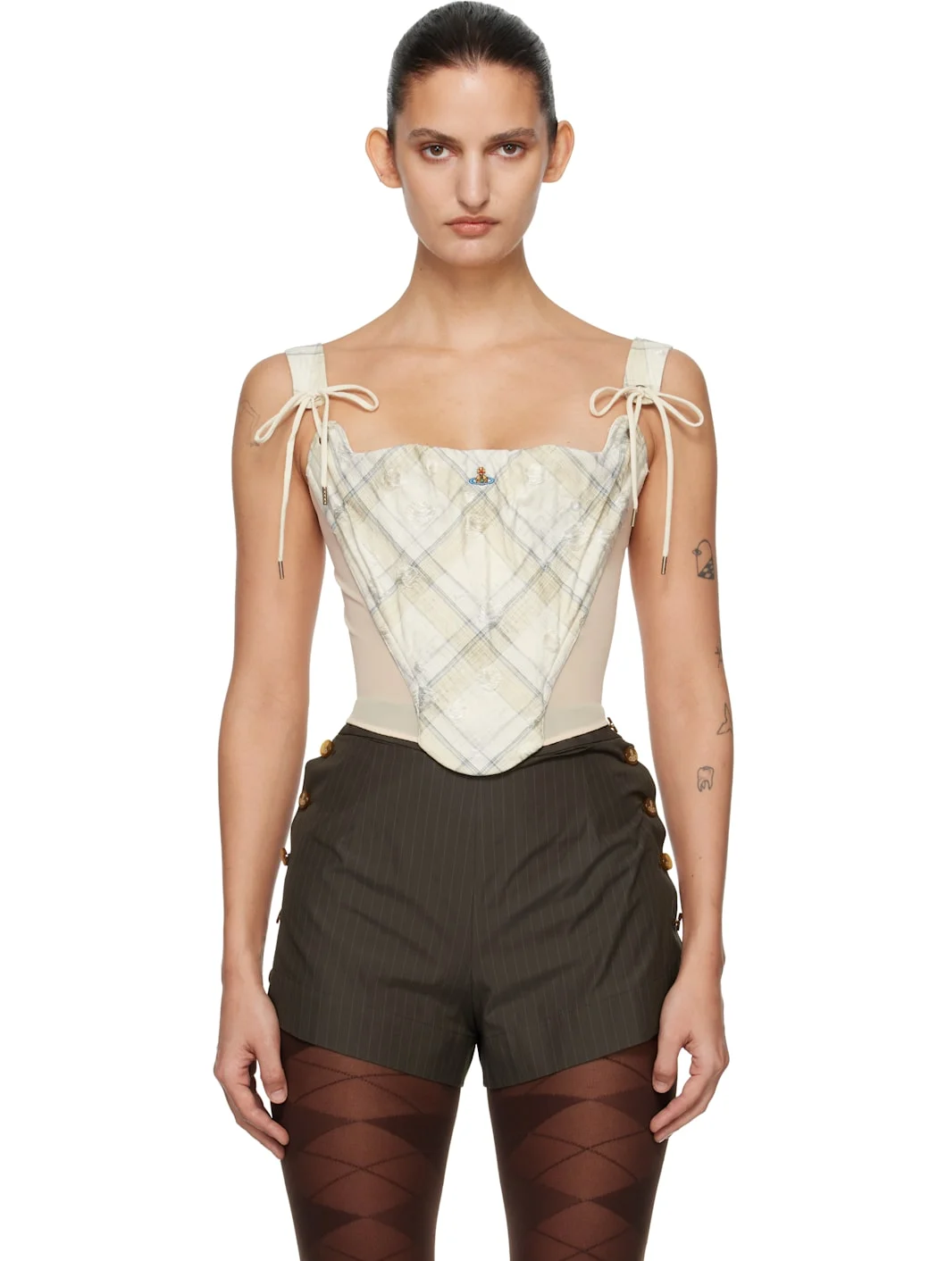 Off-White Glen Check Puppy Corset - 1