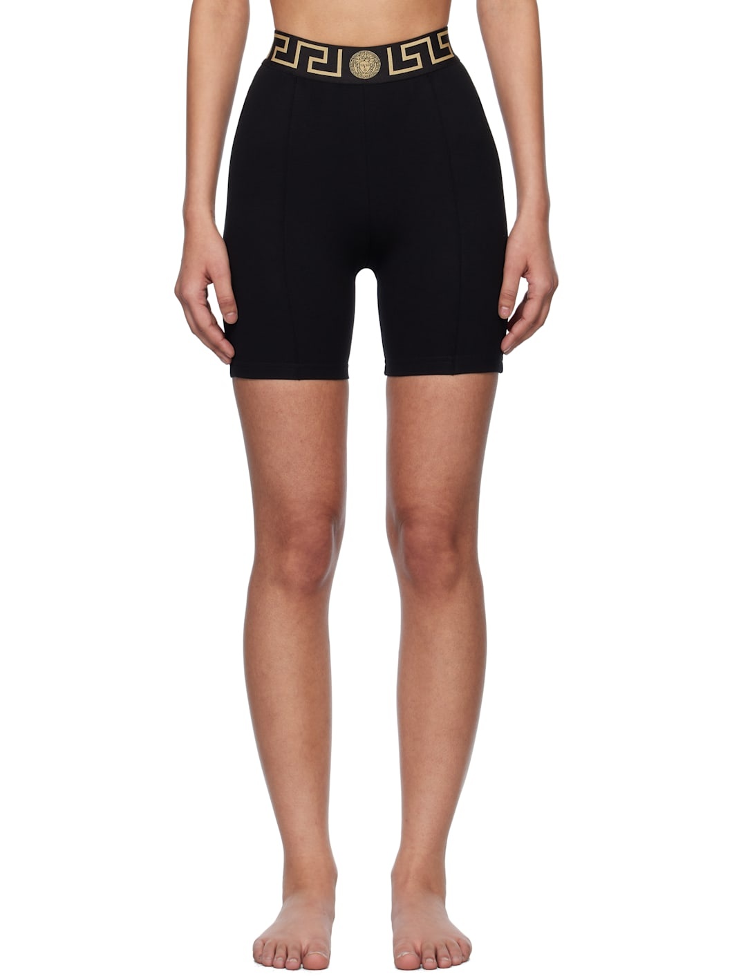 Black Greca Border Sport Shorts - 1