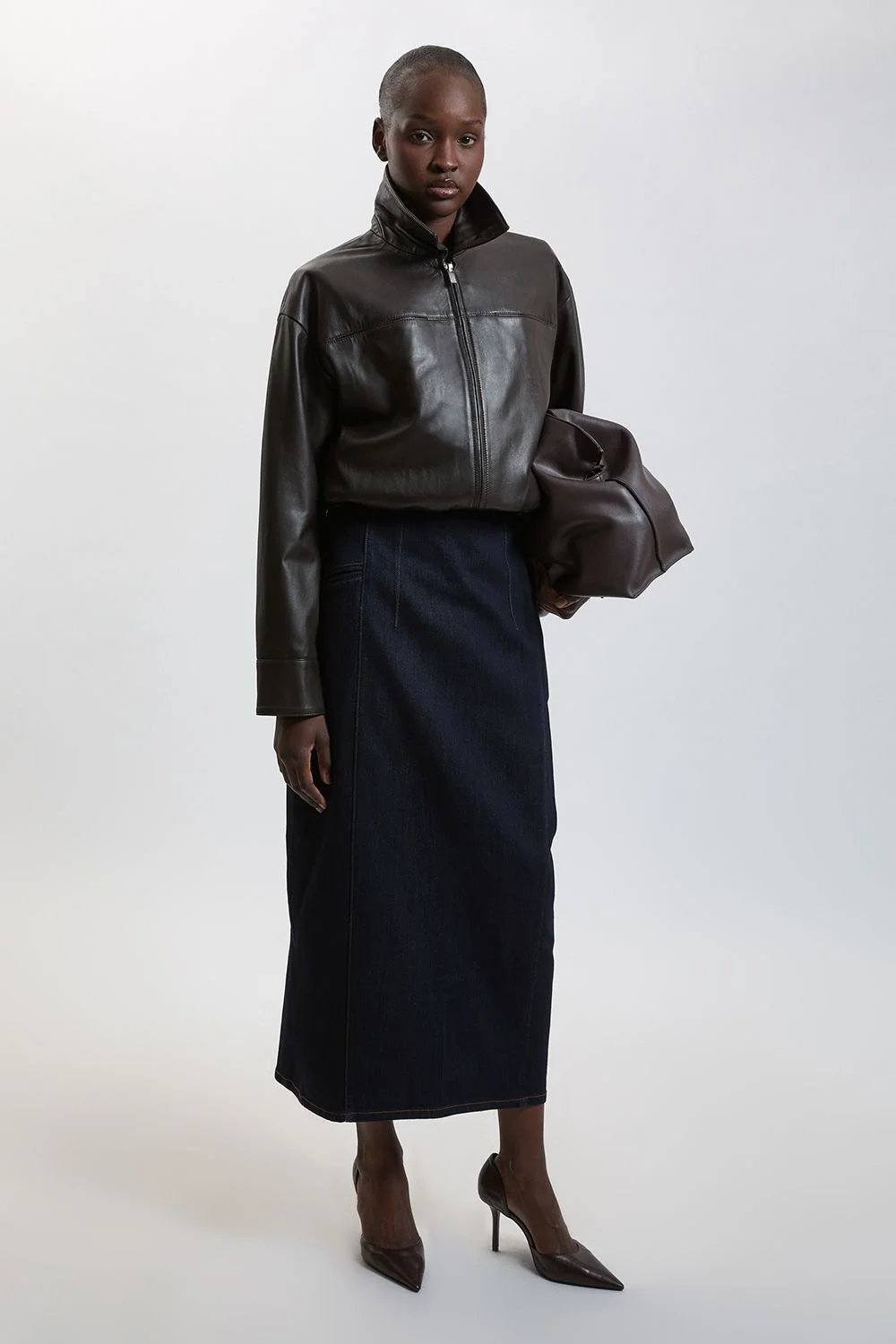 Denim Midi Skirt - 1
