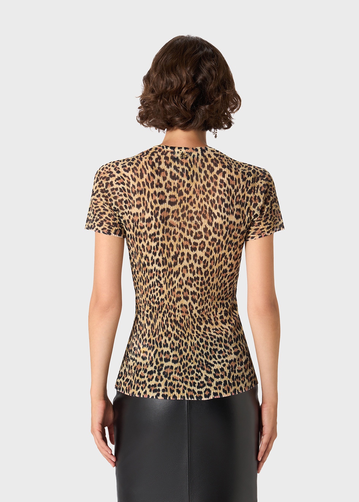 SHORT SLEEVE RIBBED TOP WITH ANIMALIER PRINT - 4