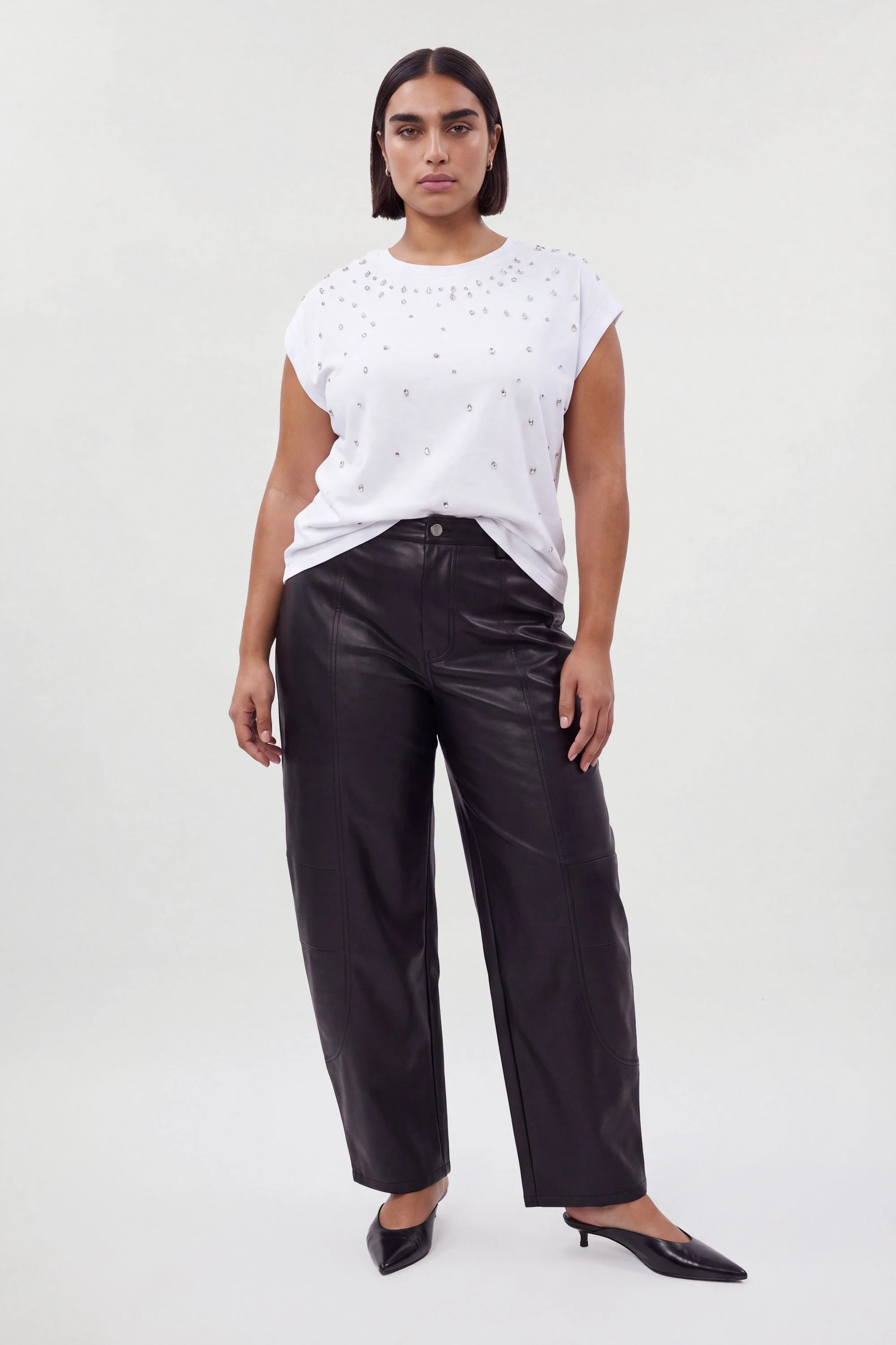 Plus Size Embellished Cotton Jersey T-Shirt - 1