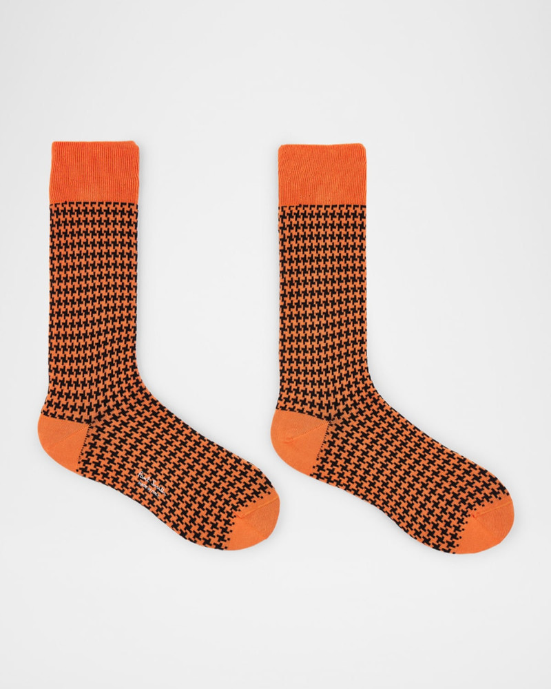 Paul Smith Men's James Houndstooth Gingham Crew Socks outlook
