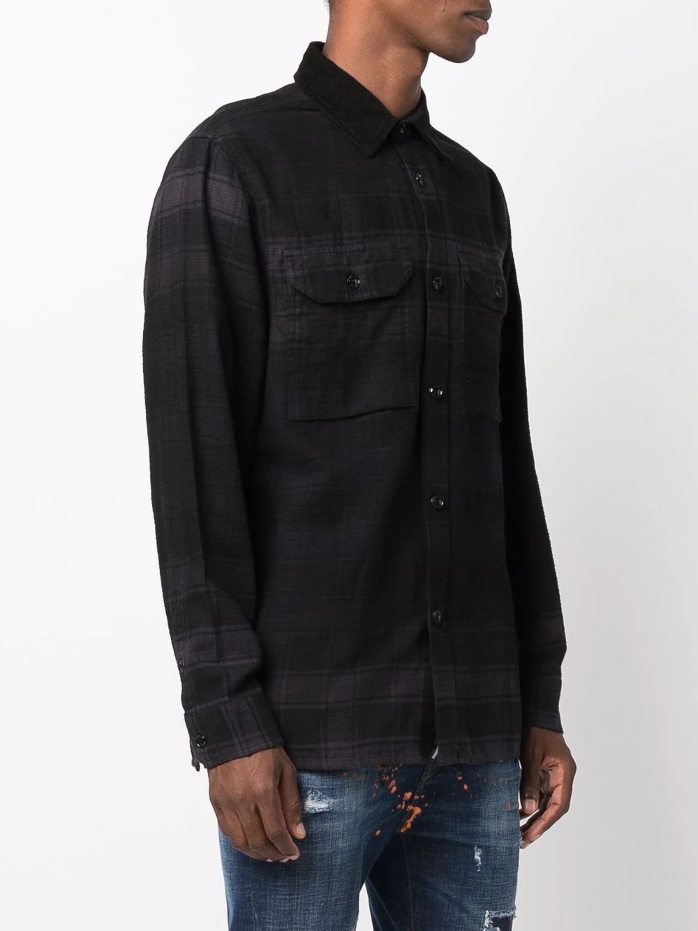 check-print flannel shirt - 3