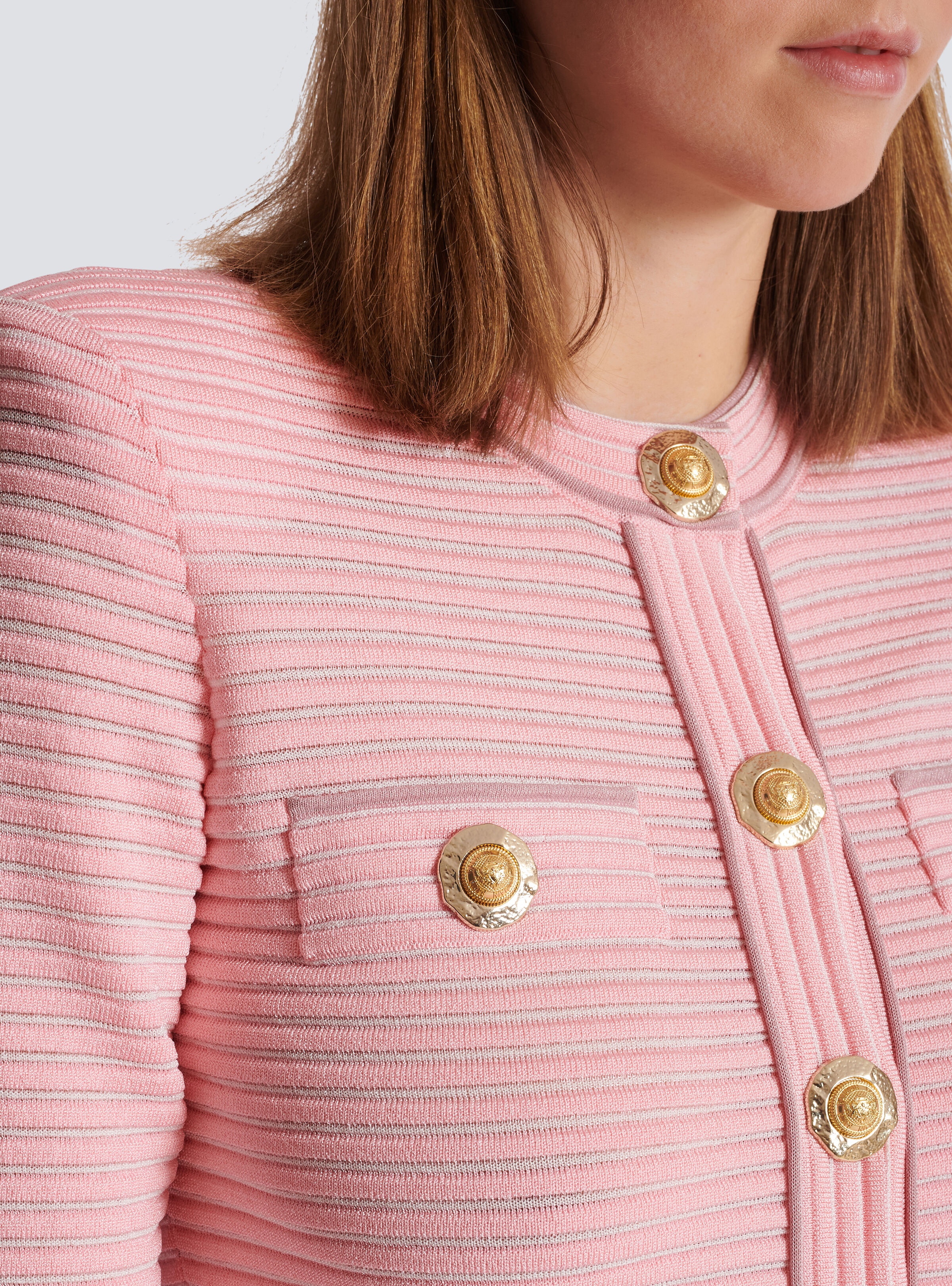 Long-sleeved textured knit cardigan - 8
