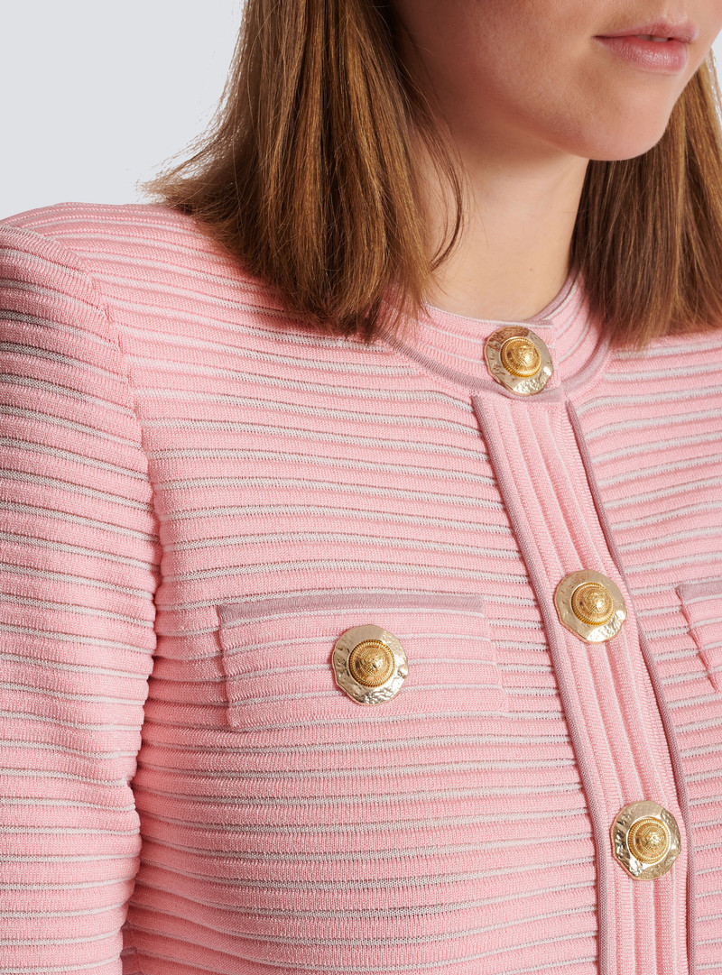 Long-sleeved textured knit cardigan 8