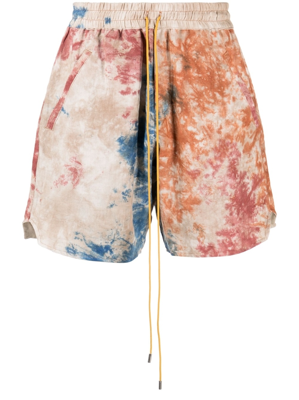 tie-dye linen drawstring shorts - 1