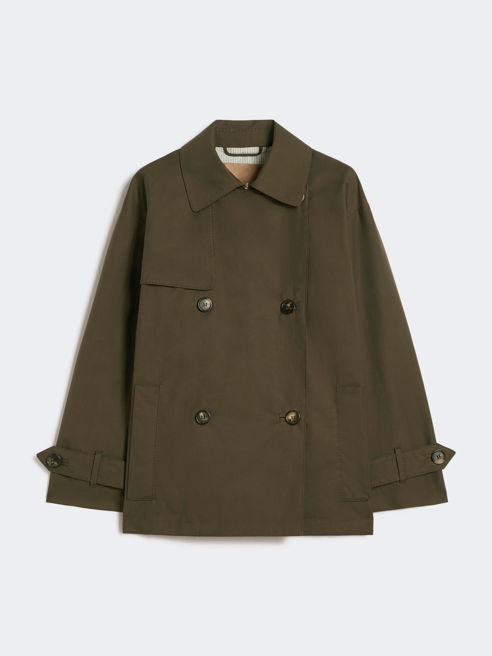 ZENO Double-breasted water-repellent cotton trench coat - GREEN - 1