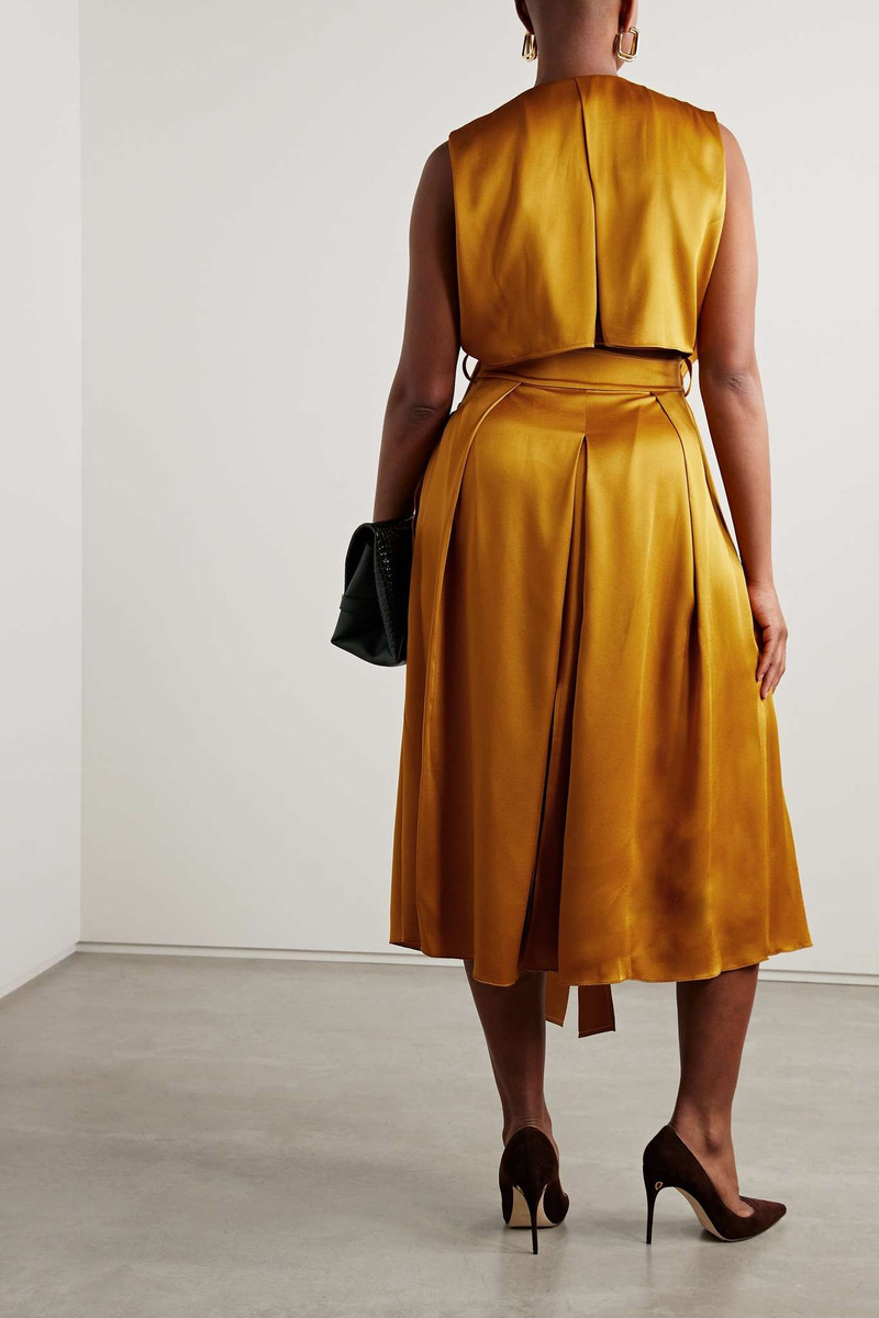 Cutout hammered-satin midi wrap dress 3