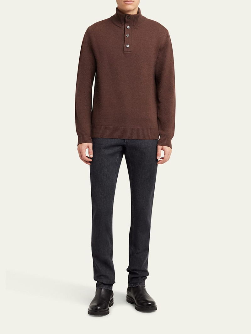 Brioni Men's Cashmere Button Mock-Neck Sweater outlook