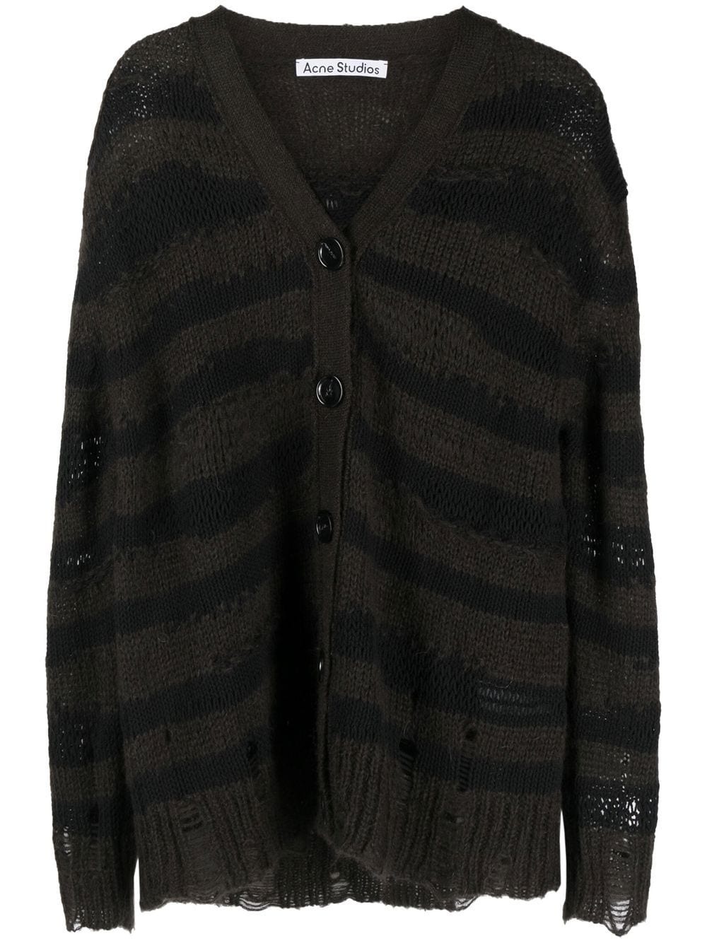 distressed stripe-print cardigan - 1