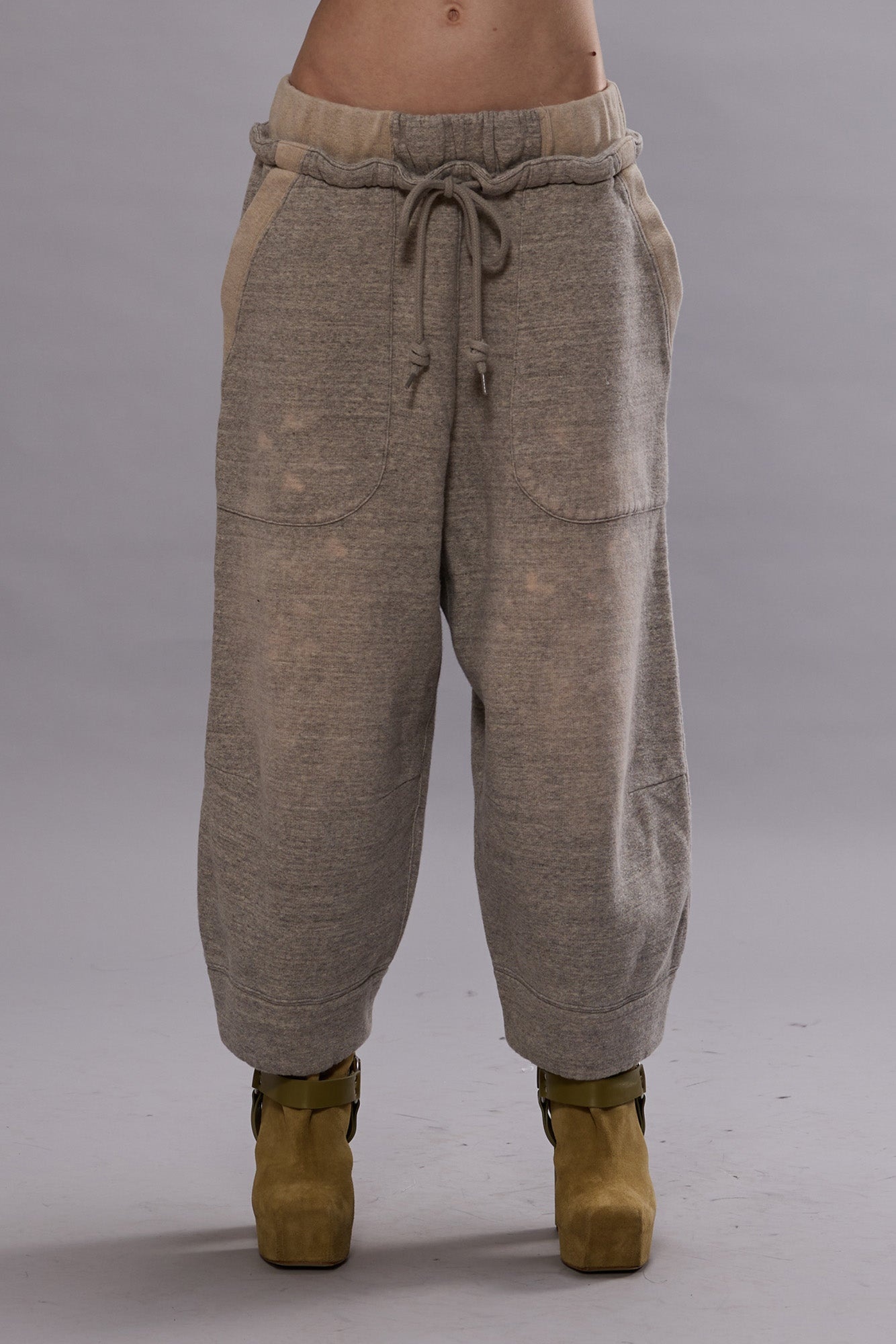 DECONSTRUCTED CROPPED SWEATPANT - HEATHER GREY - 2