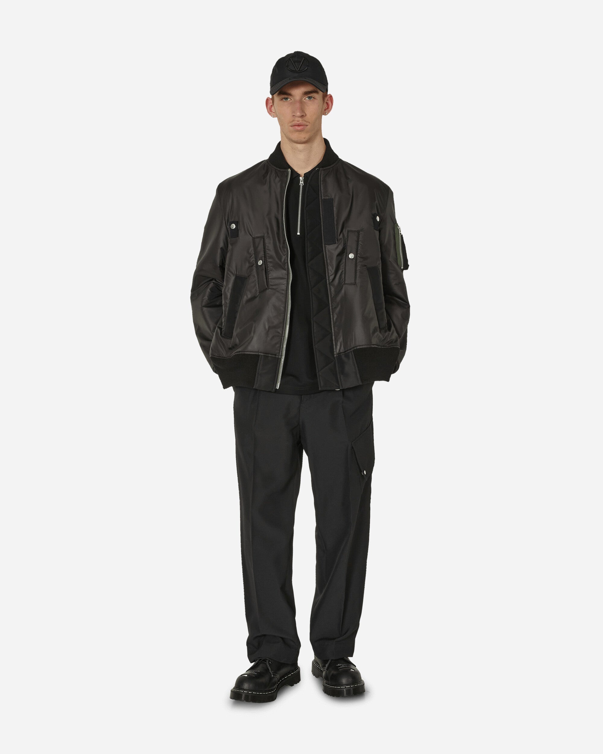 Nylon Twill Bomber Jacket Black - 4