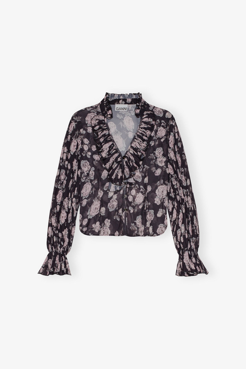 FLORAL PRINTED PLEATED GEORGETTE BLOUSE 1