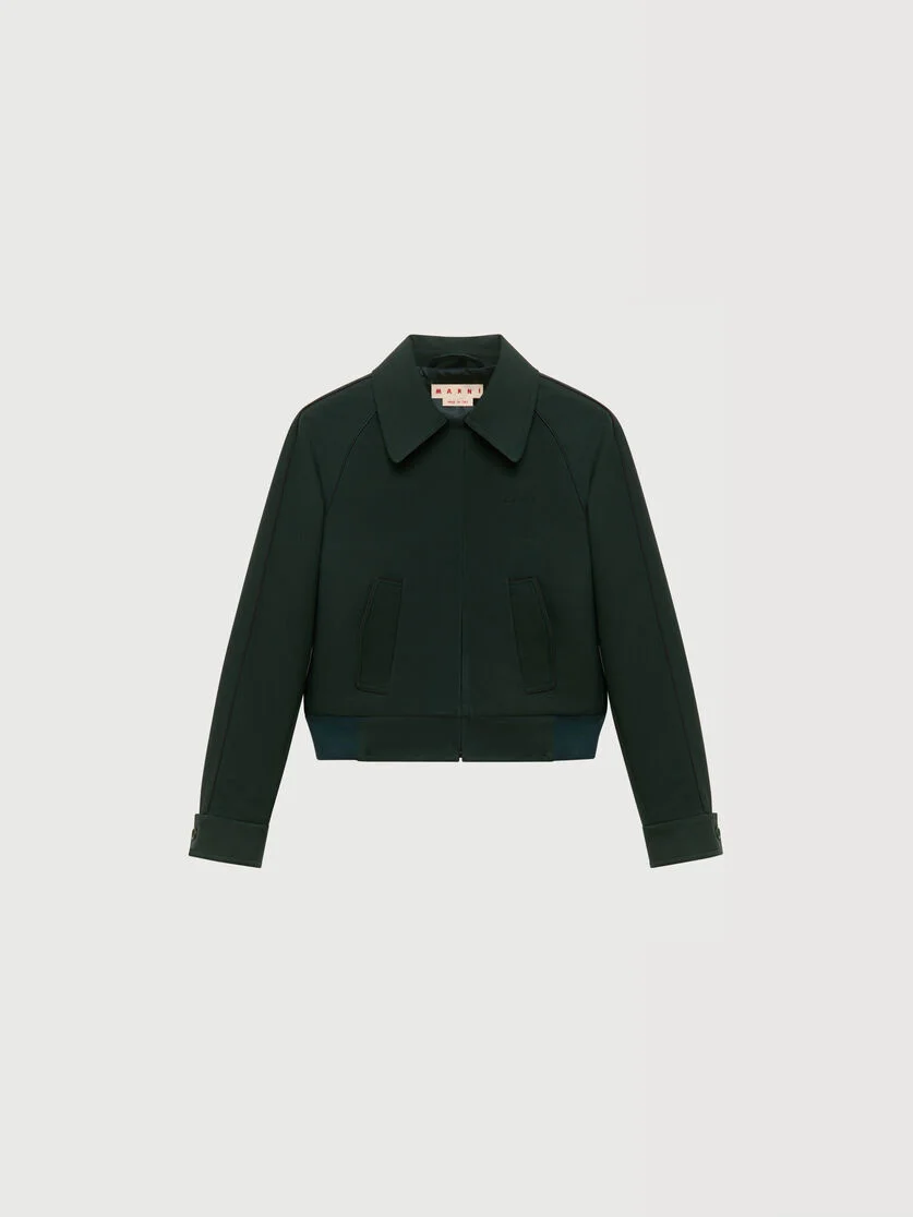 DEEP GREEN TECHNICAL TWILL JACKET WITH PIPING - 1